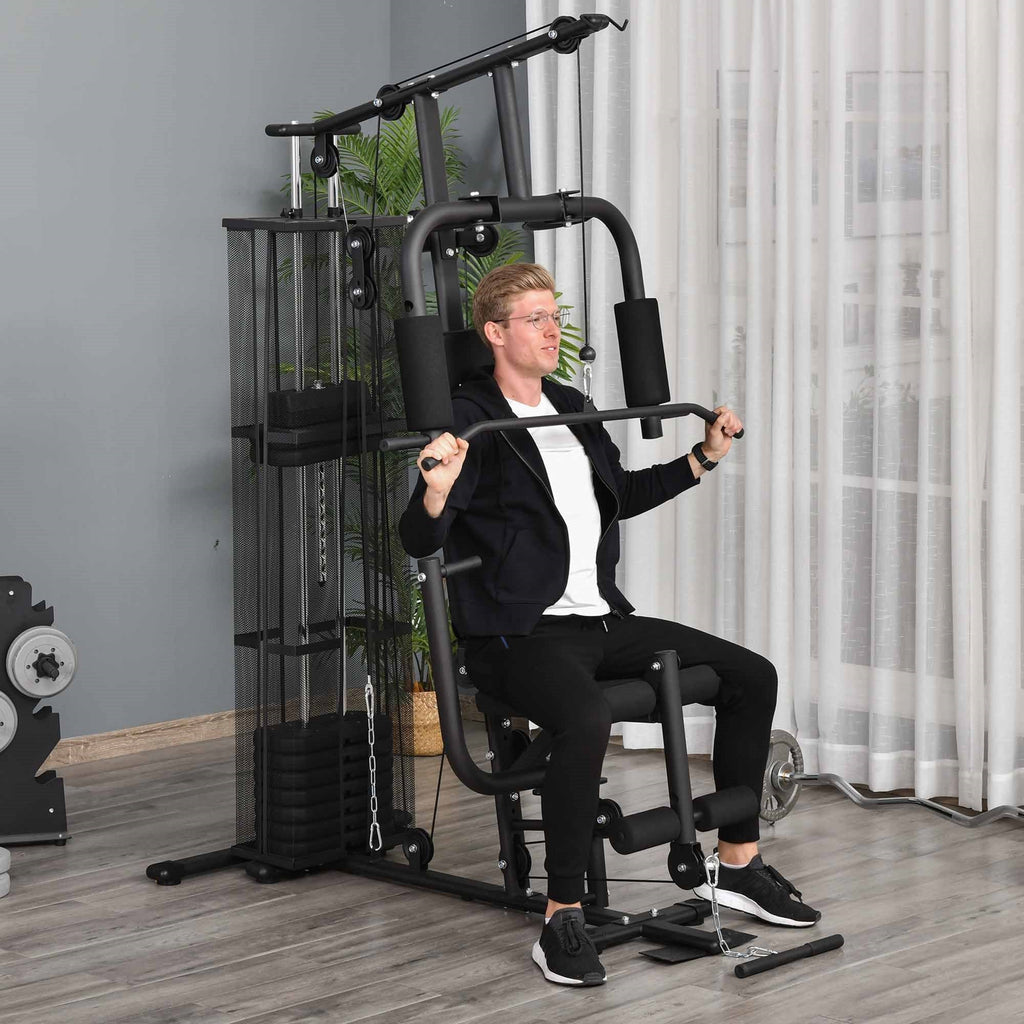 Easycomfort Stazione Fitness Palestra Multifunzione per Allenamento a Casa e Professionale, Acciaio 150x110x210cm black