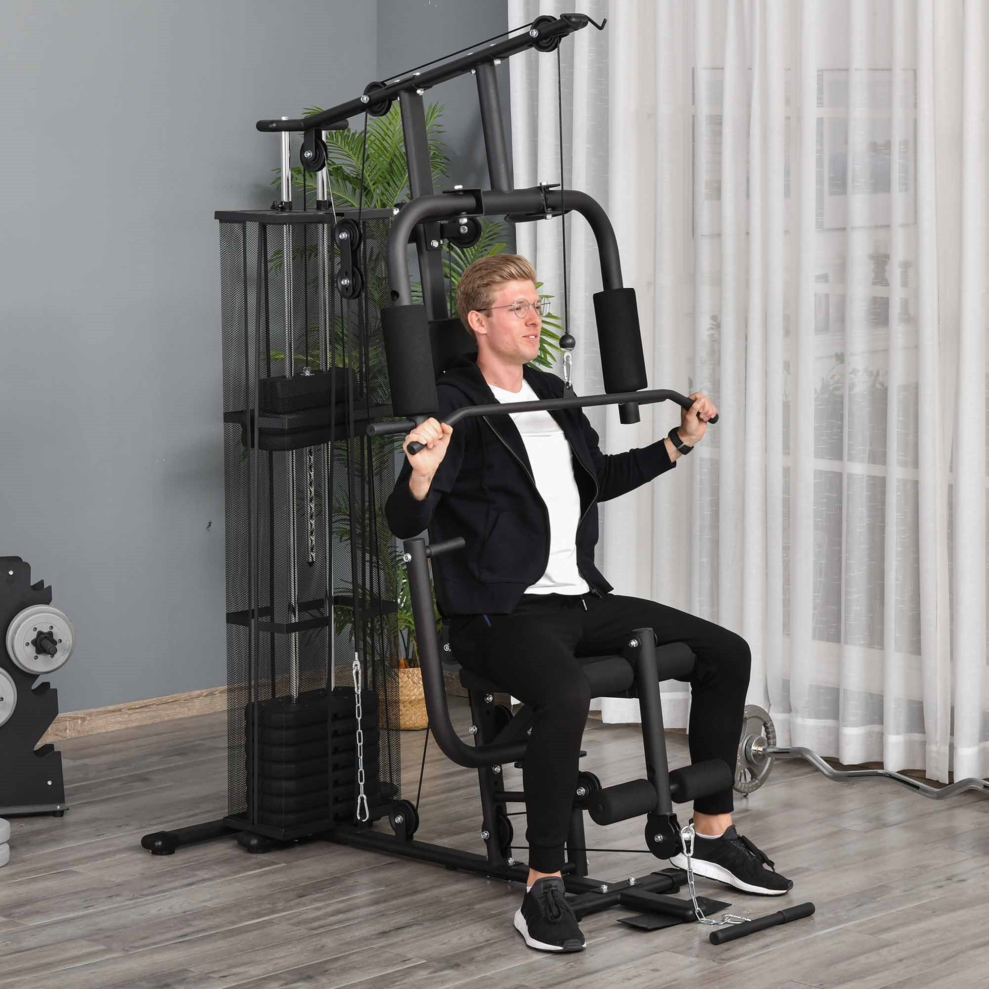 Easycomfort Stazione Fitness Palestra Multifunzione per Allenamento a Casa e Professionale, Acciaio 150x110x210cm black