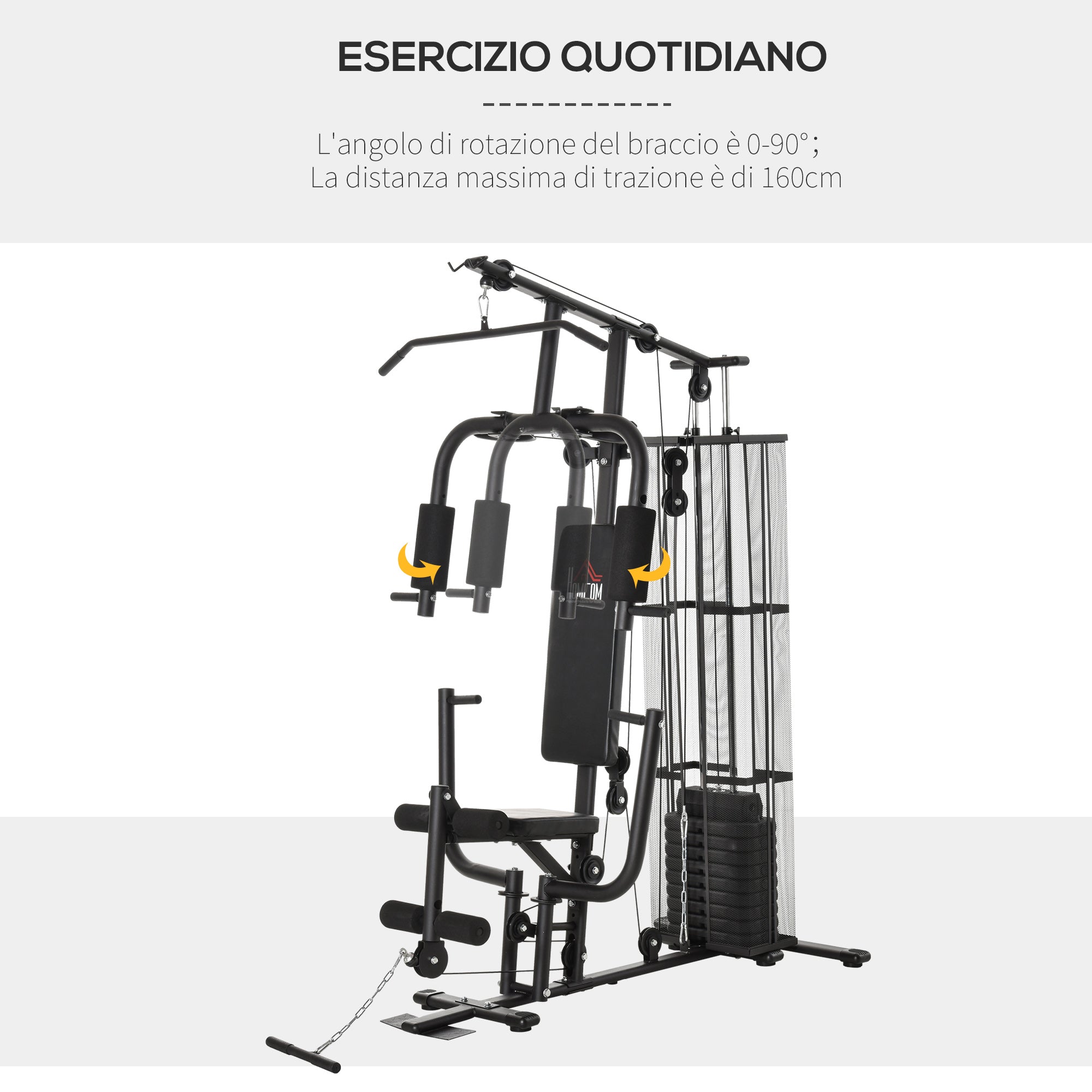 Easycomfort Stazione Fitness Palestra Multifunzione per Allenamento a Casa e Professionale, Acciaio 150x110x210cm black