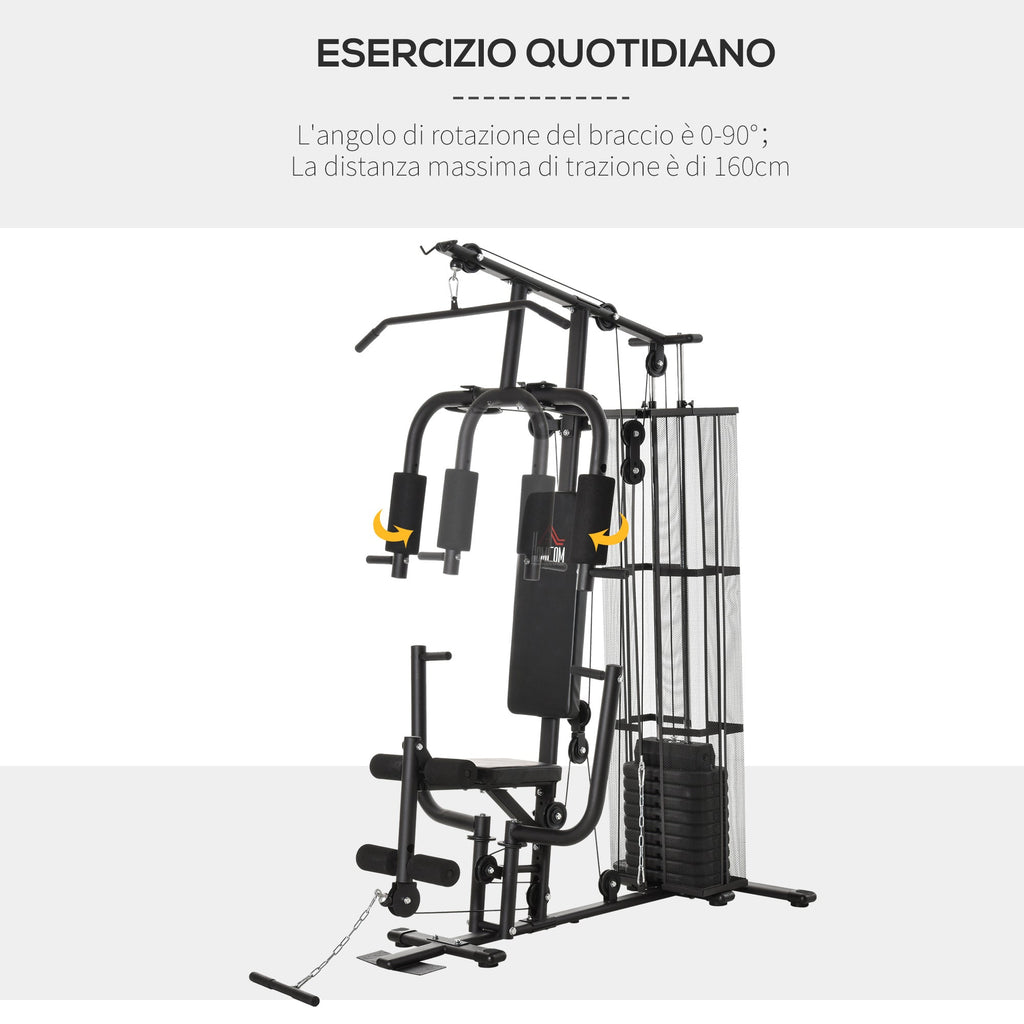 Easycomfort Stazione Fitness Palestra Multifunzione per Allenamento a Casa e Professionale, Acciaio 150x110x210cm black