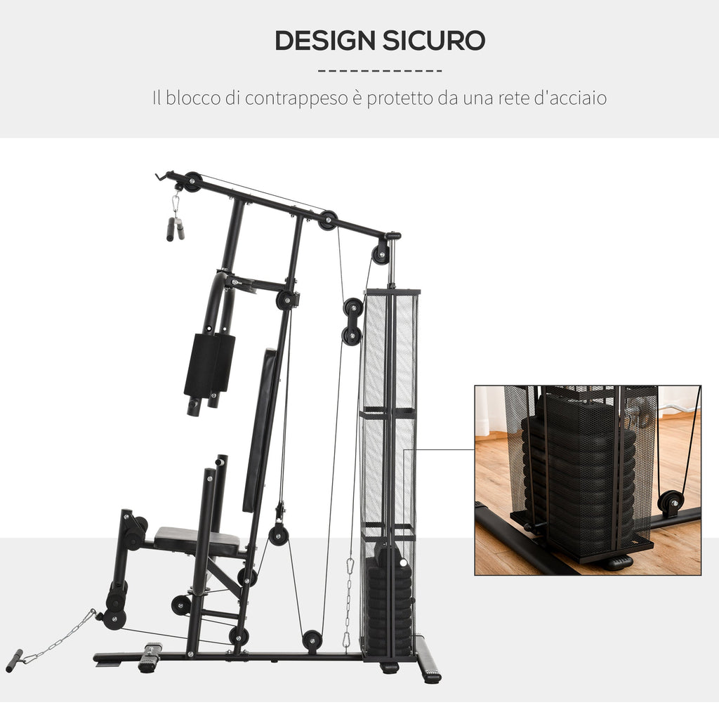 Easycomfort Stazione Fitness Palestra Multifunzione per Allenamento a Casa e Professionale, Acciaio 150x110x210cm black