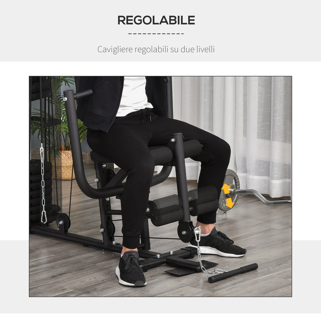 Easycomfort Stazione Fitness Palestra Multifunzione per Allenamento a Casa e Professionale, Acciaio 150x110x210cm black