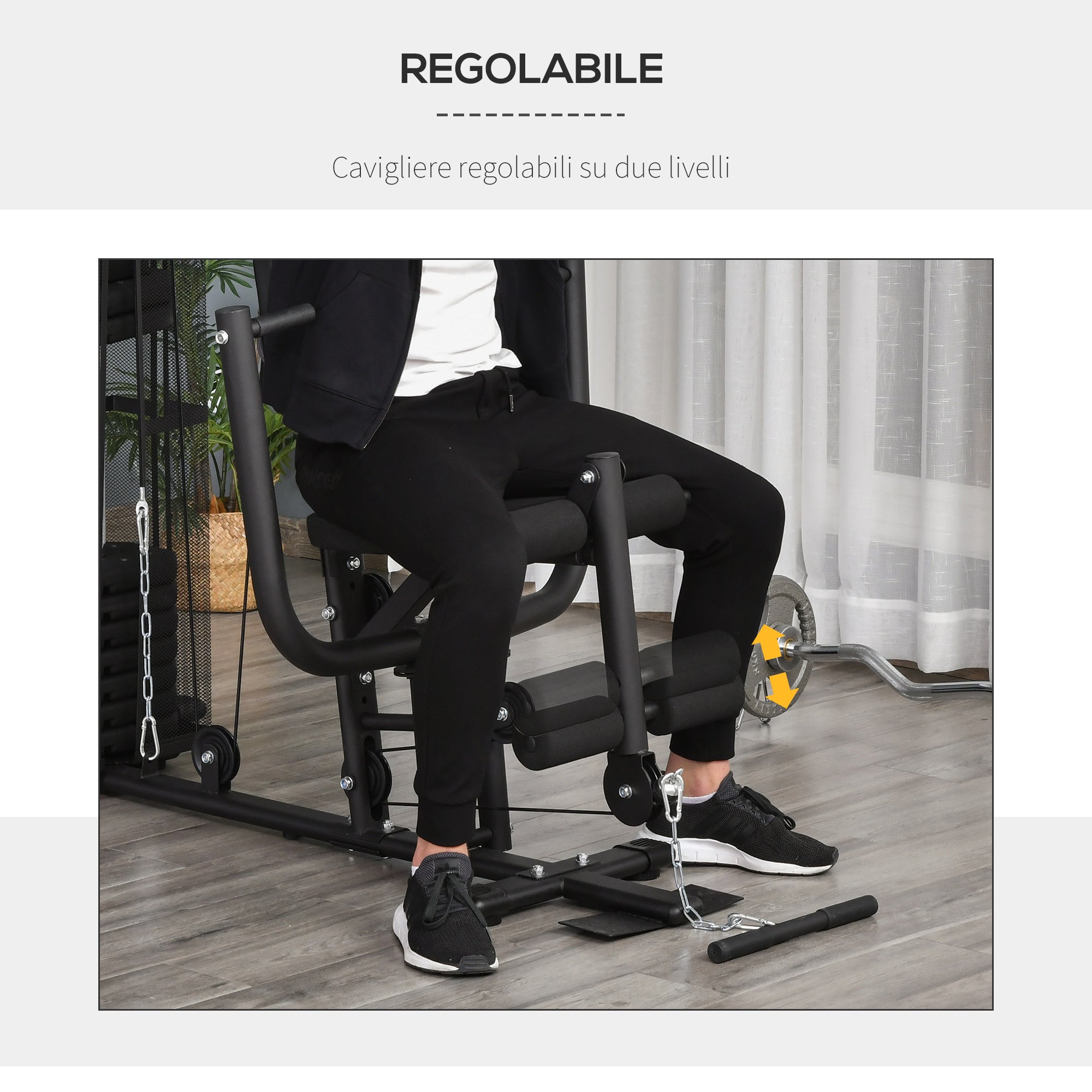 Easycomfort Stazione Fitness Palestra Multifunzione per Allenamento a Casa e Professionale, Acciaio 150x110x210cm black