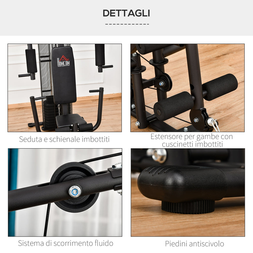 Easycomfort Stazione Fitness Palestra Multifunzione per Allenamento a Casa e Professionale, Acciaio 150x110x210cm black