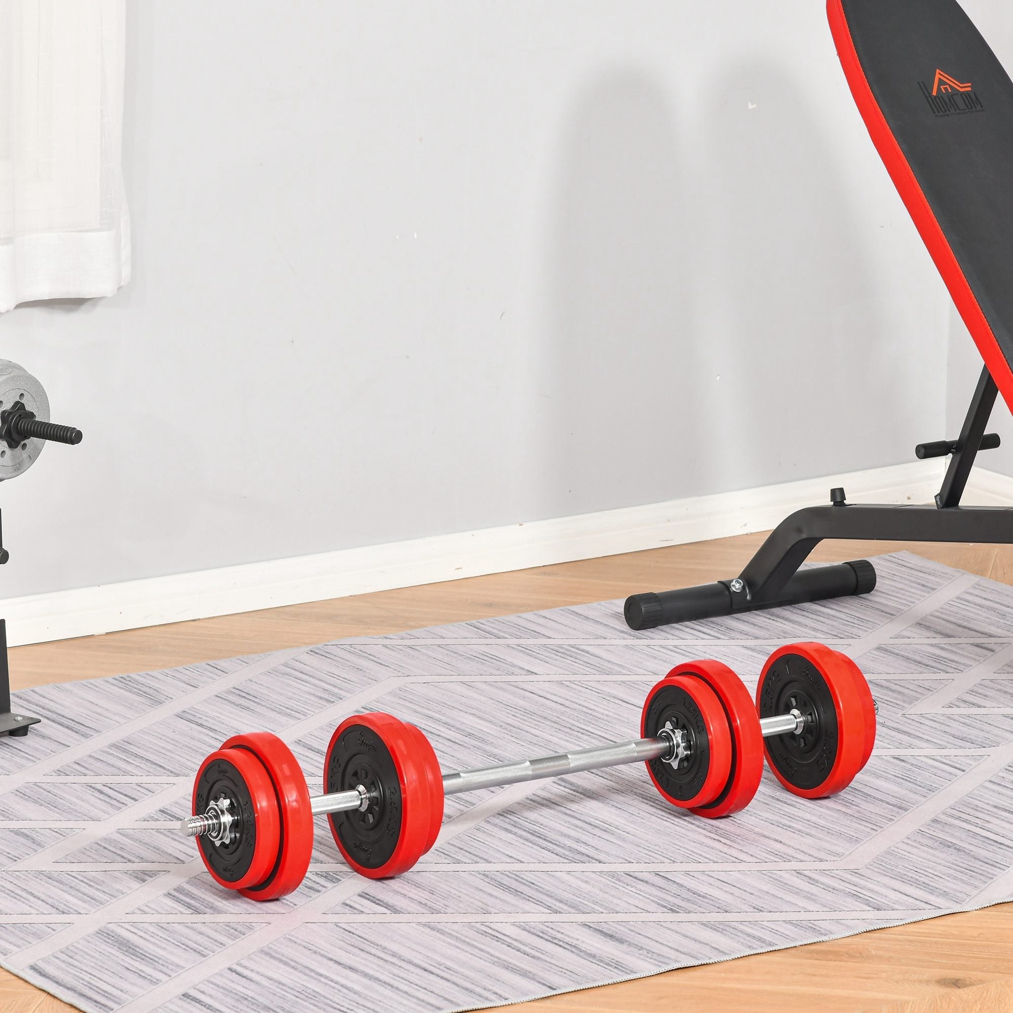 EasyComfort 20 kg halter- en dumbbellset rood/zwart