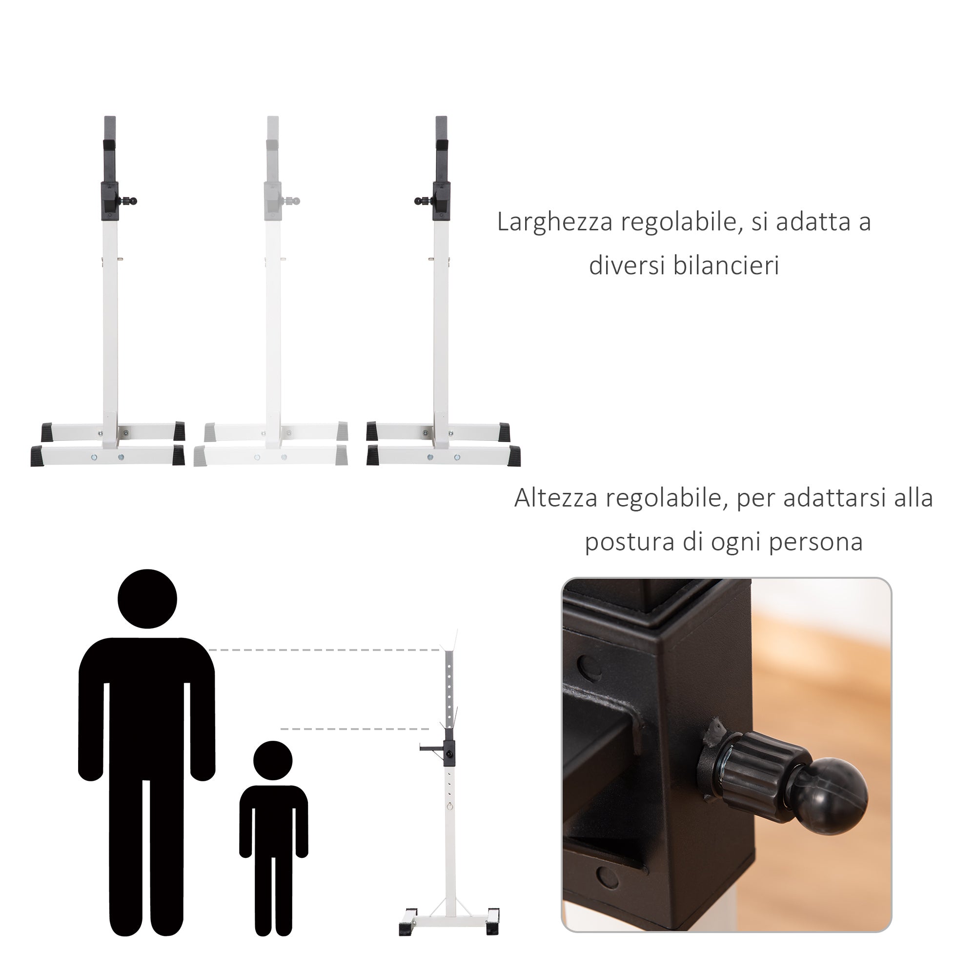 EASYCOMFORT Porta Bilanciere Universale in Acciaio, Altezza Regolabile su 12 Livelli, Carico Massimo 150kg