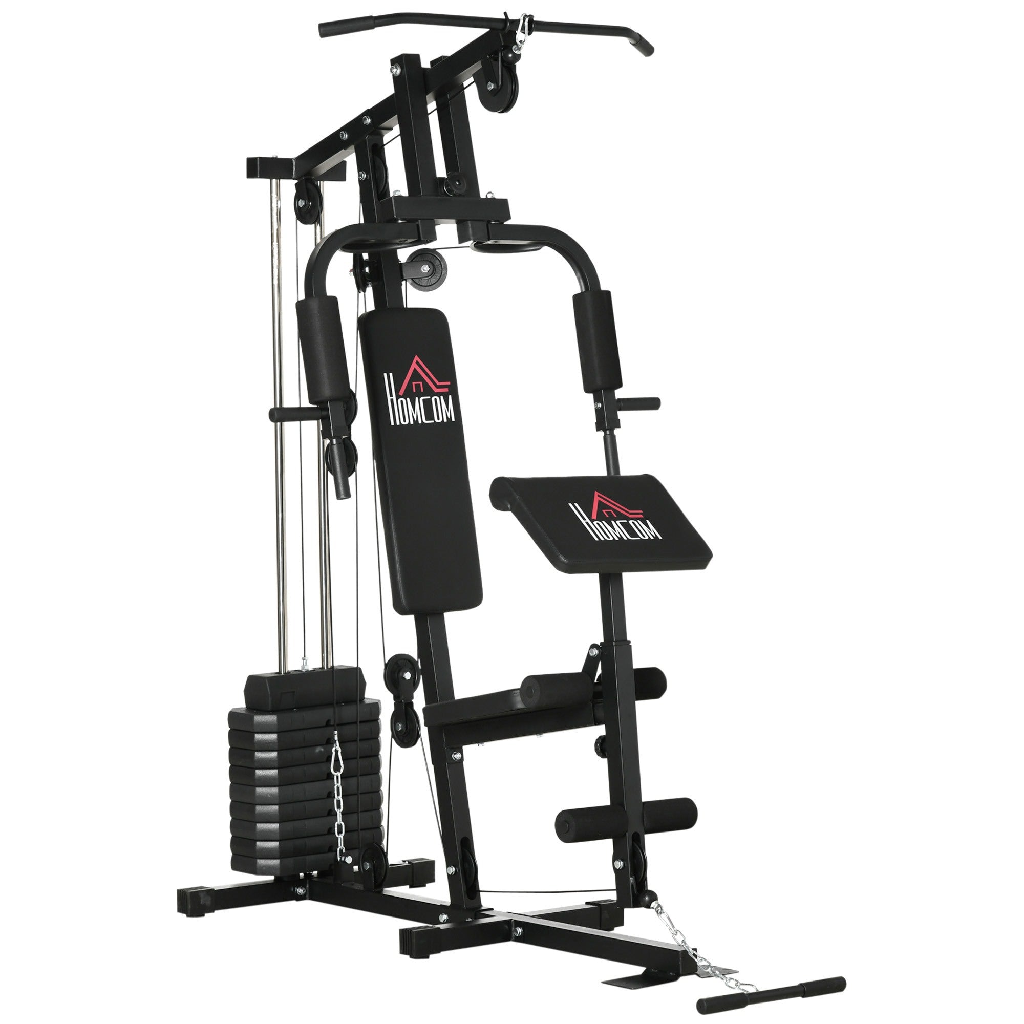 Easycomfort Stazione Fitness Multifunzione Power Tower with Pesi fino 45kg e Panca Imbottita, 135x103x210cm