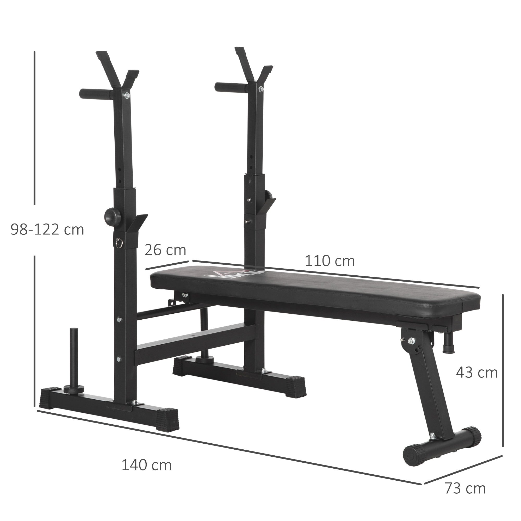 EasyComfort opvouwbare halterbank met rack - 8 verstelbare hoogtes