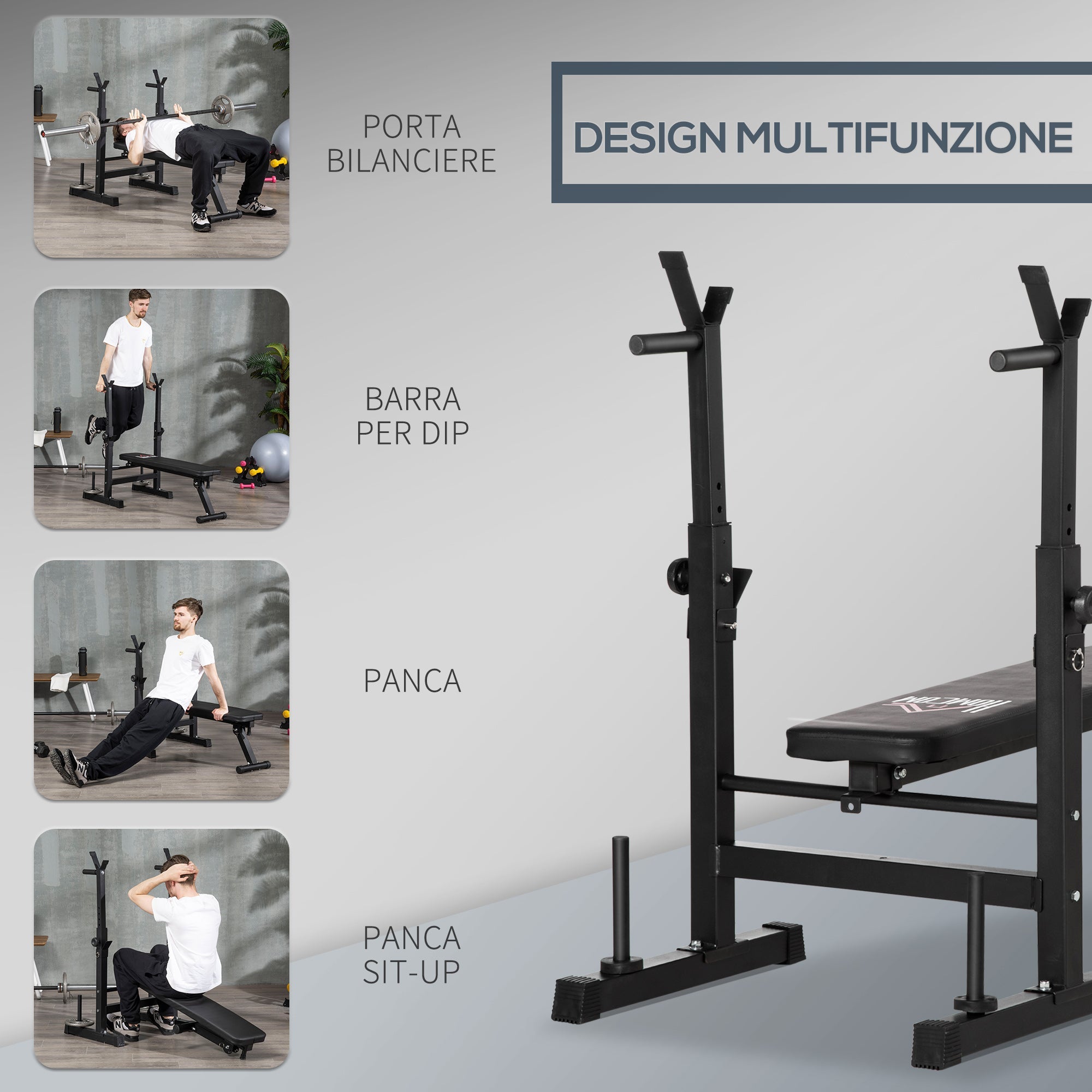 EasyComfort opvouwbare halterbank met rack - 8 verstelbare hoogtes
