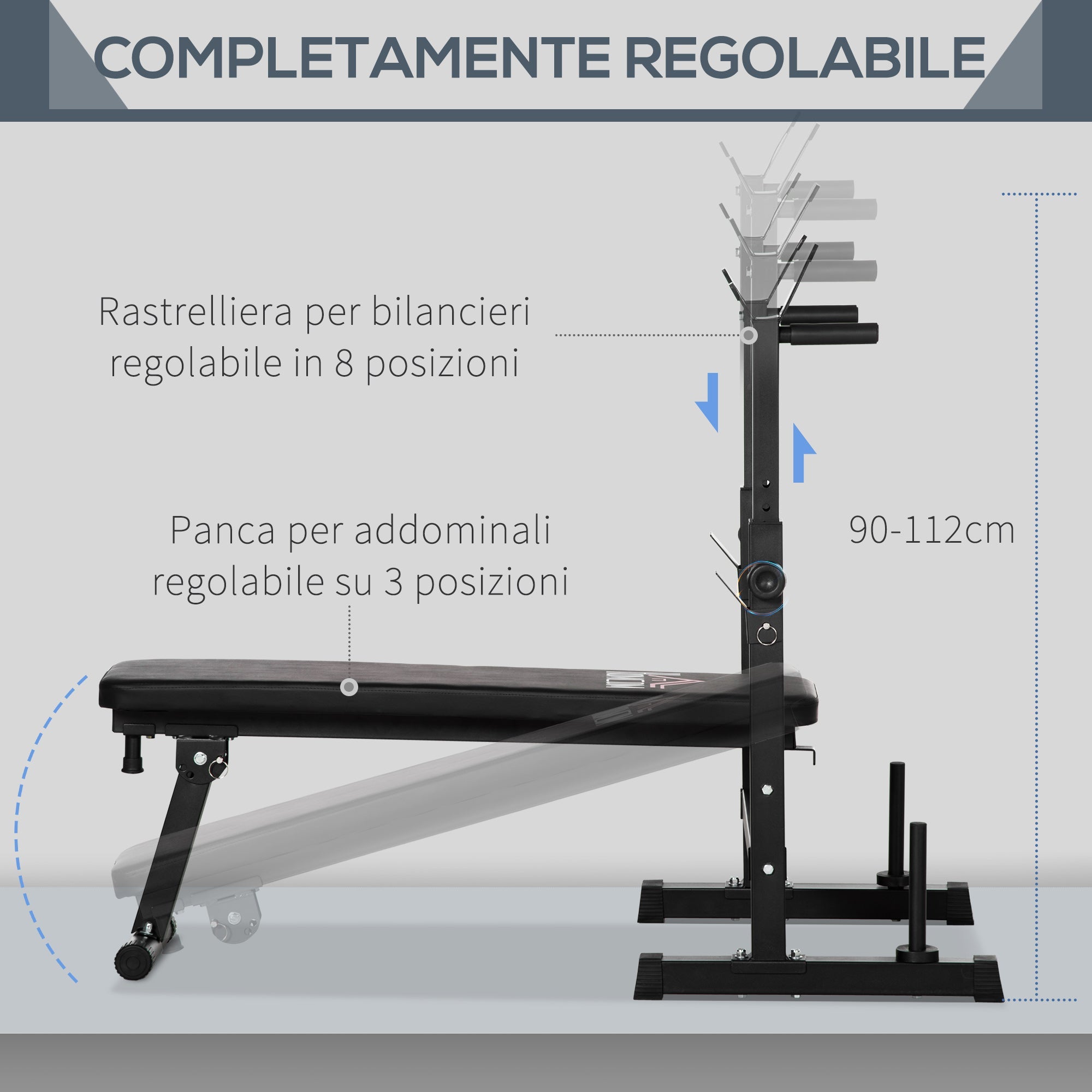 EasyComfort opvouwbare halterbank met rack - 8 verstelbare hoogtes