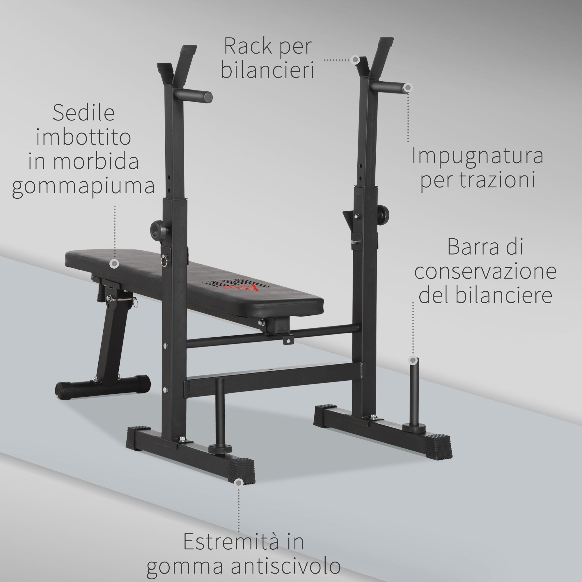 EasyComfort opvouwbare halterbank met rack - 8 verstelbare hoogtes