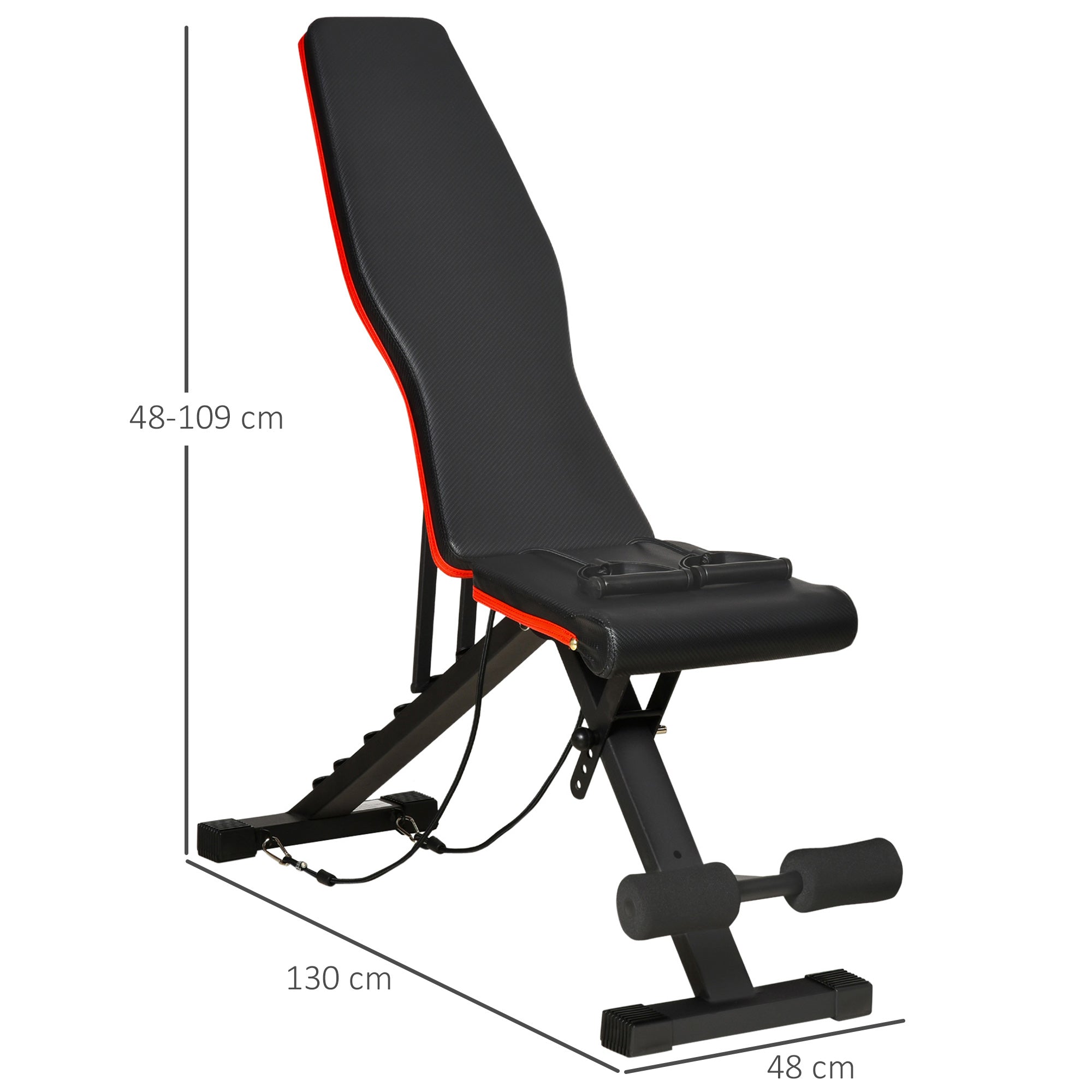 Easycomfort Panca Multifunzione per Addominali e Pesi, Inclinazione Regolabile ed Elastici, 130x48x48-109cm, black