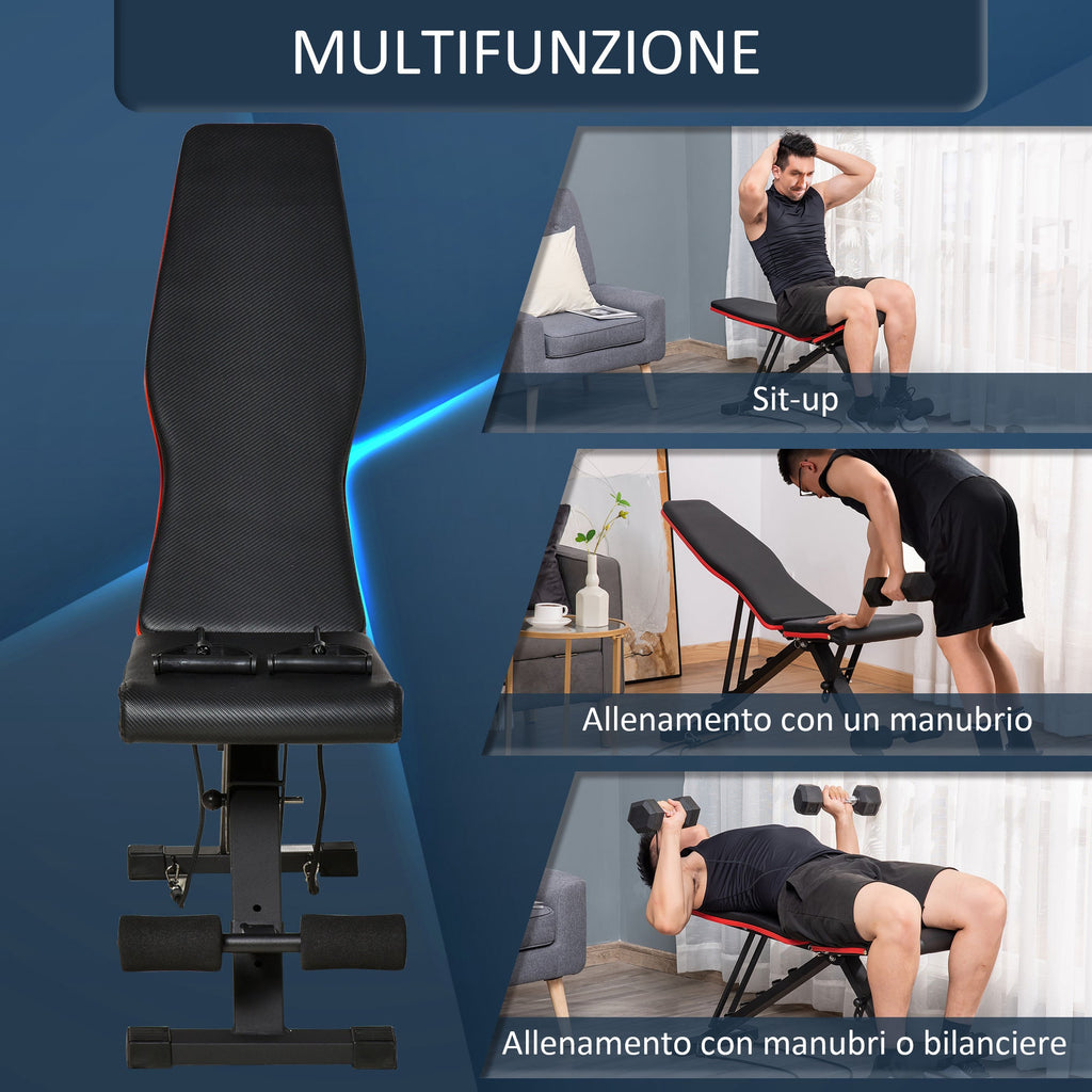 Easycomfort Panca Multifunzione per Addominali e Pesi, Inclinazione Regolabile ed Elastici, 130x48x48-109cm, black