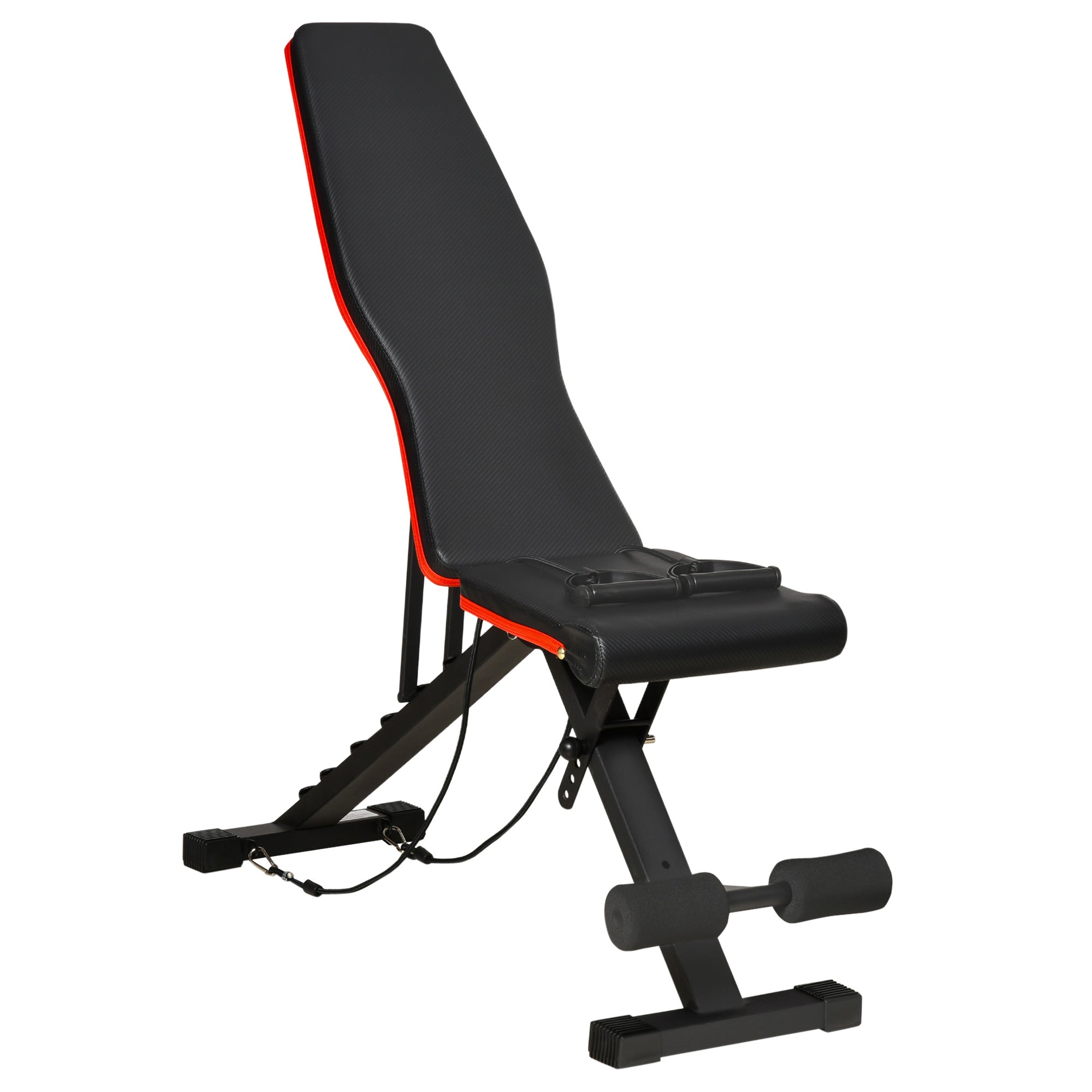 Easycomfort Panca Multifunzione per Addominali e Pesi, Inclinazione Regolabile ed Elastici, 130x48x48-109cm, black