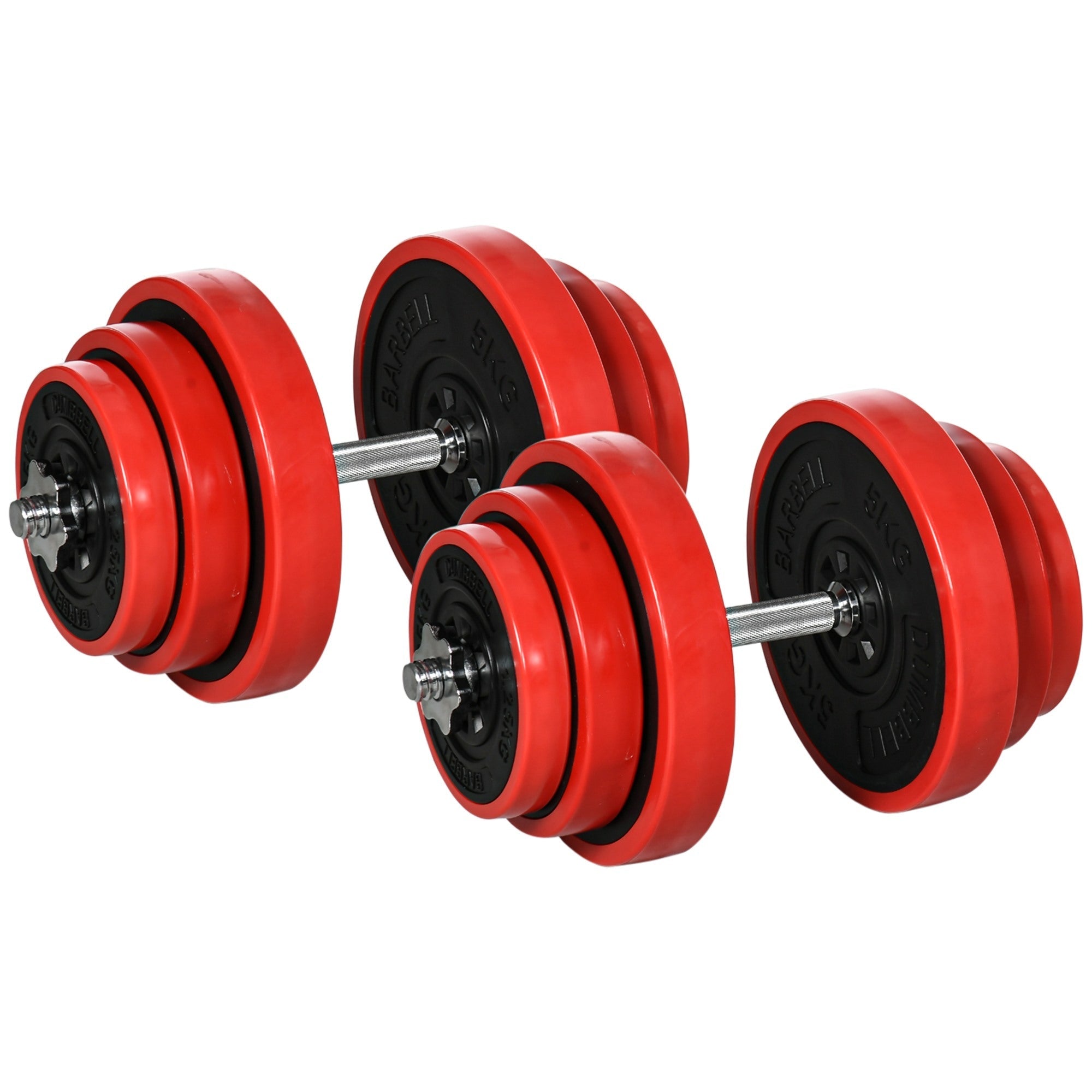 Easycomfort Set Manubri Palestra with Pesi da 40kg rivestiti in Gomma, in Metallo e Sabbia di Ferro, 45x26x26 cm, Rossa