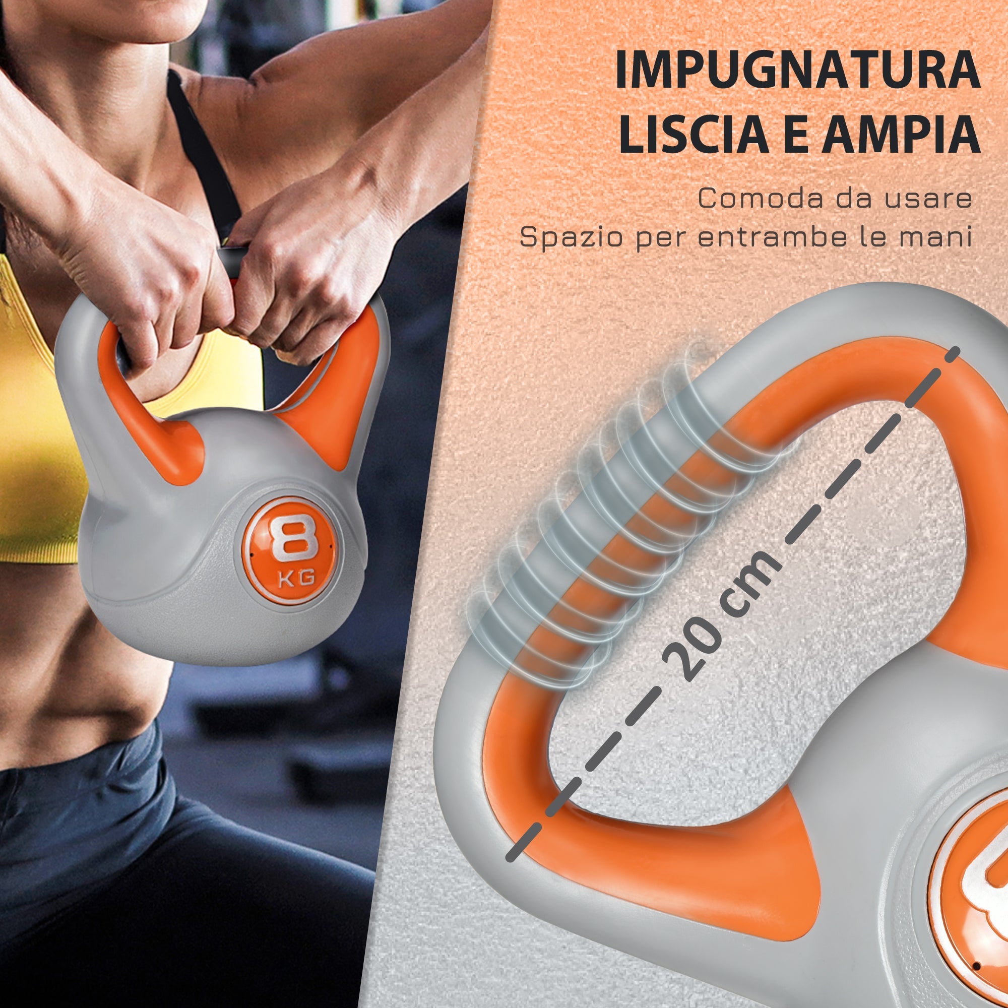EasyComfort Kettlebell 8 kg - oranje