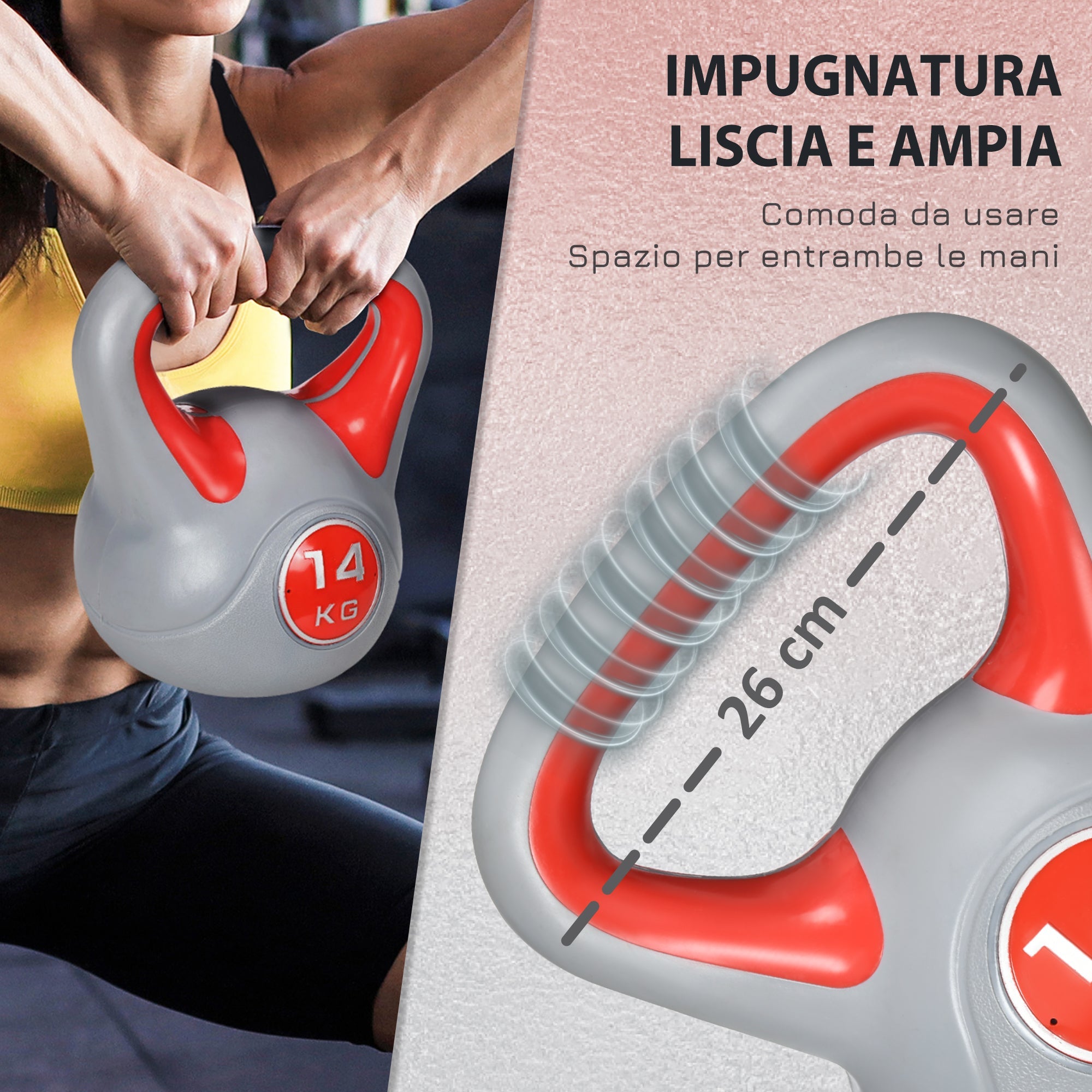 EasyComfort Kettlebell 14 kg - PU-coating, platte basis