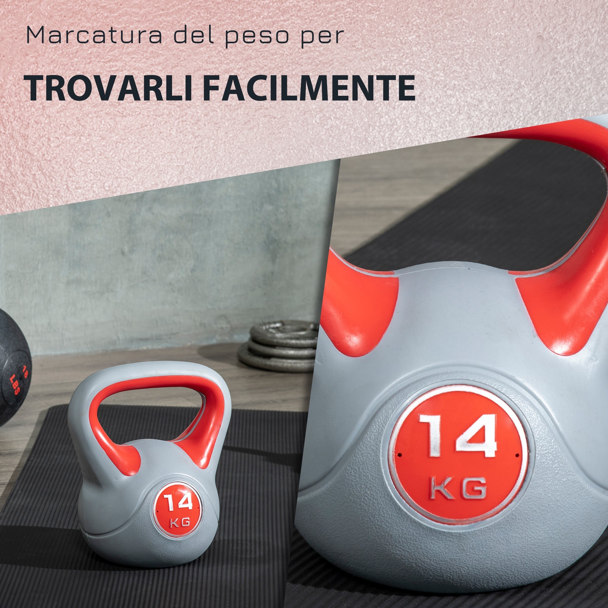 EasyComfort Kettlebell 14 kg - PU-coating, platte basis