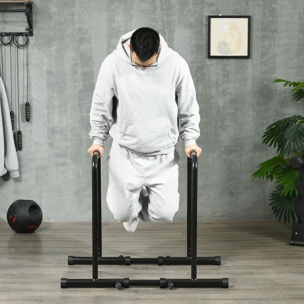 EASYCOMFORT Adjustable Height Steel Dip Bar with 6 Adjustable Lengths, 90-102x65x80-90 cm, Black