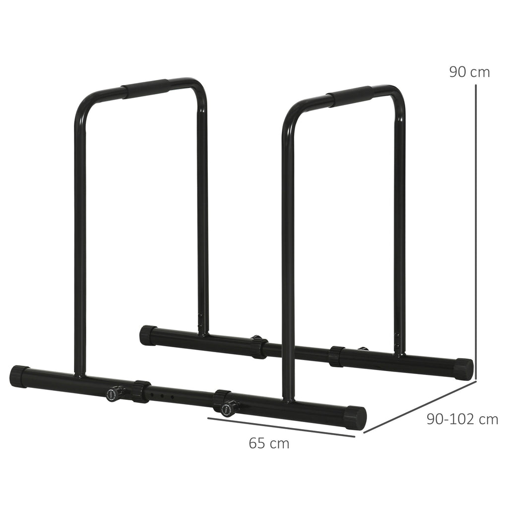 EASYCOMFORT Adjustable Height Steel Dip Bar with 6 Adjustable Lengths, 90-102x65x80-90 cm, Black