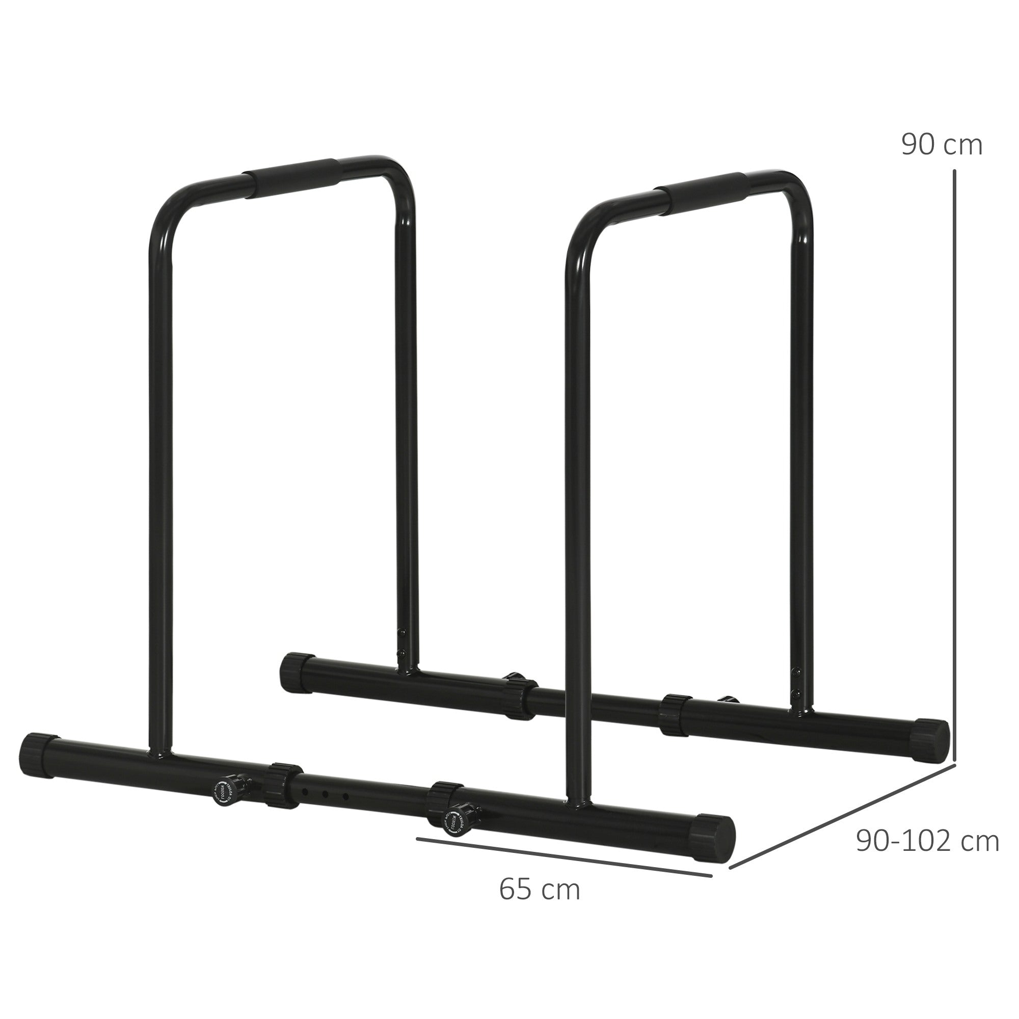 EASYCOMFORT Adjustable Height Steel Dip Bar with 6 Adjustable Lengths, 90-102x65x80-90 cm, Black
