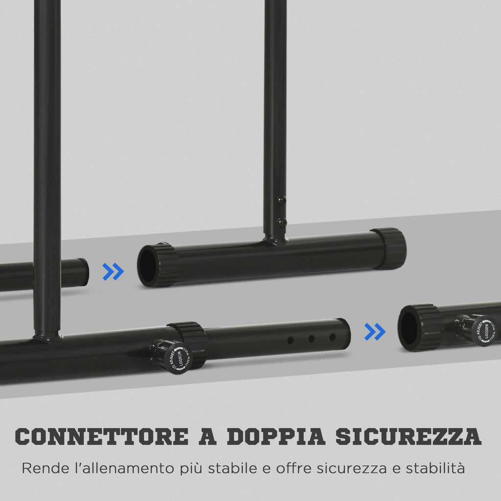 EASYCOMFORT Adjustable Height Steel Dip Bar with 6 Adjustable Lengths, 90-102x65x80-90 cm, Black