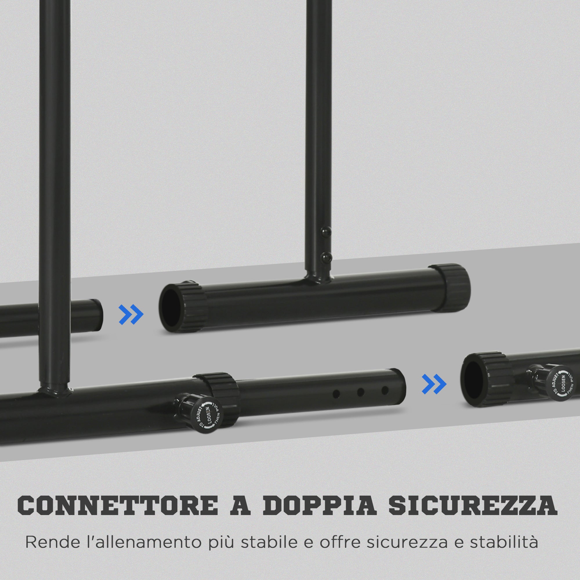 EASYCOMFORT Adjustable Height Steel Dip Bar with 6 Adjustable Lengths, 90-102x65x80-90 cm, Black