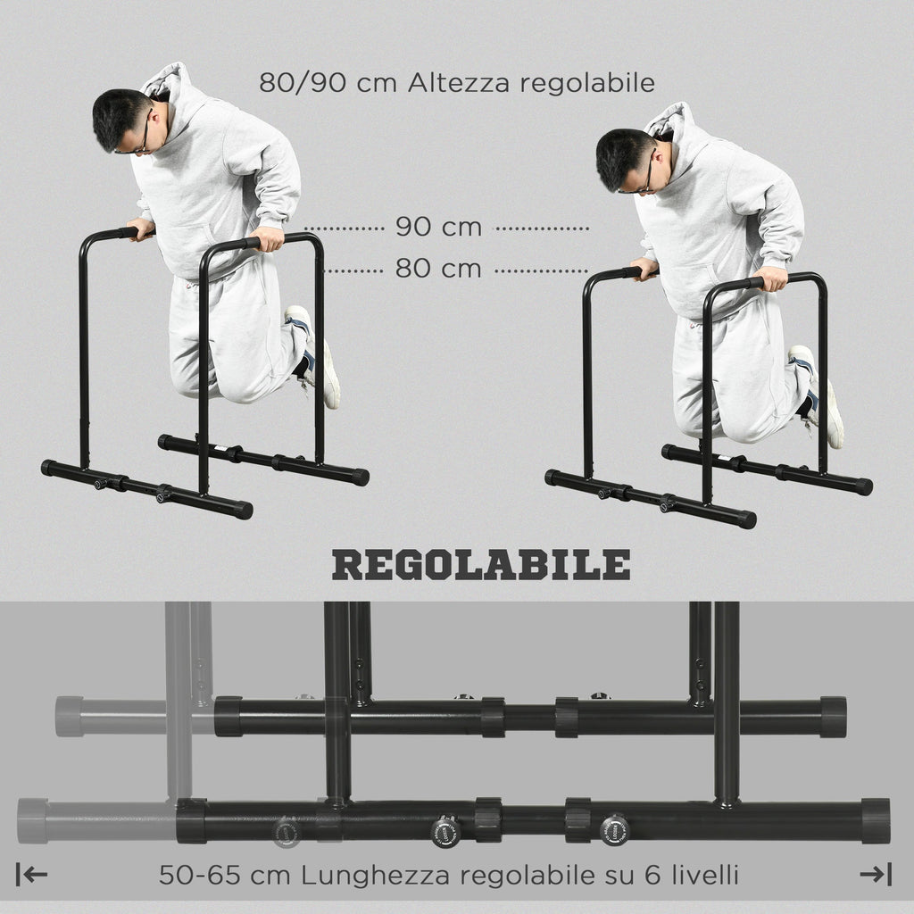 EASYCOMFORT Adjustable Height Steel Dip Bar with 6 Adjustable Lengths, 90-102x65x80-90 cm, Black