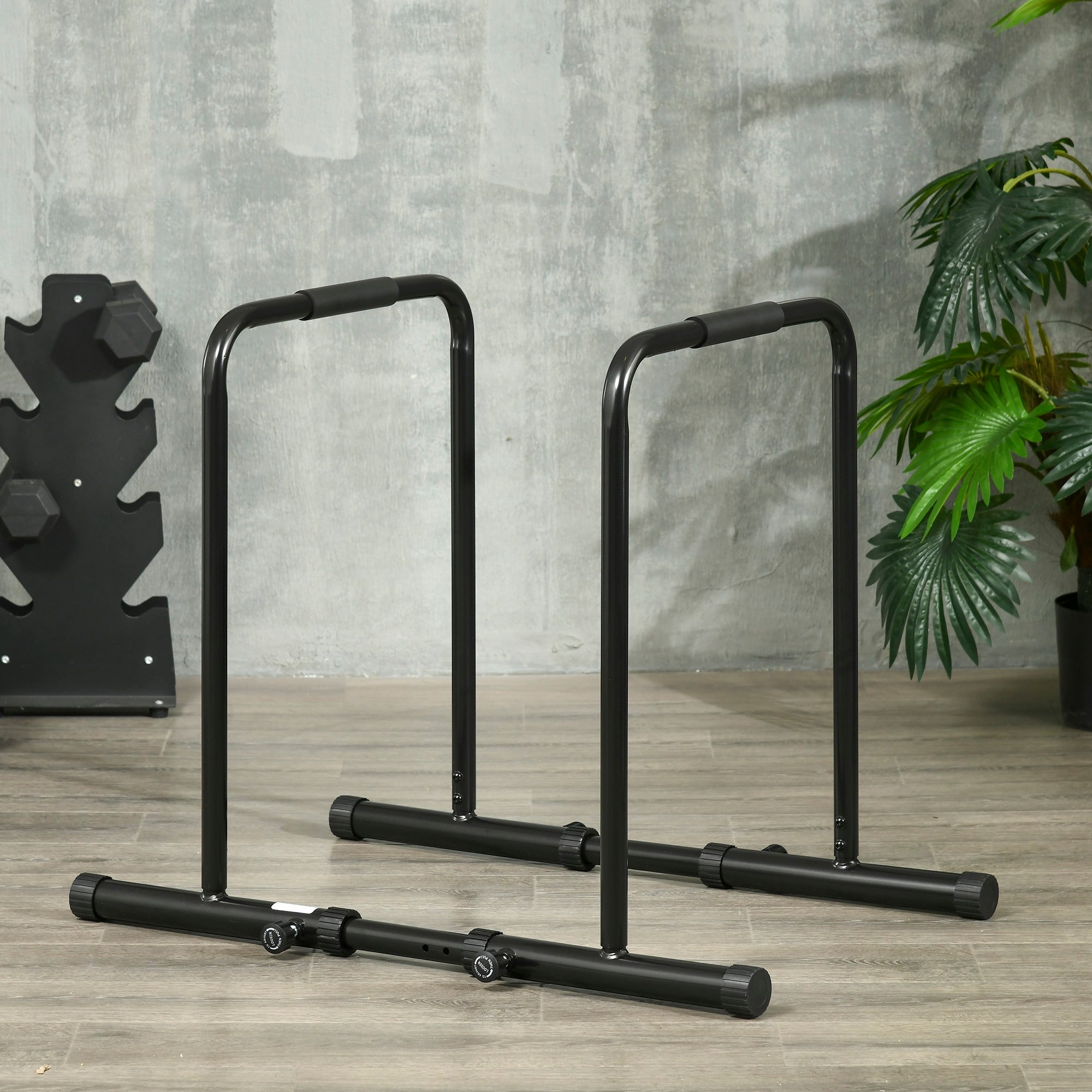 EASYCOMFORT Adjustable Height Steel Dip Bar with 6 Adjustable Lengths, 90-102x65x80-90 cm, Black