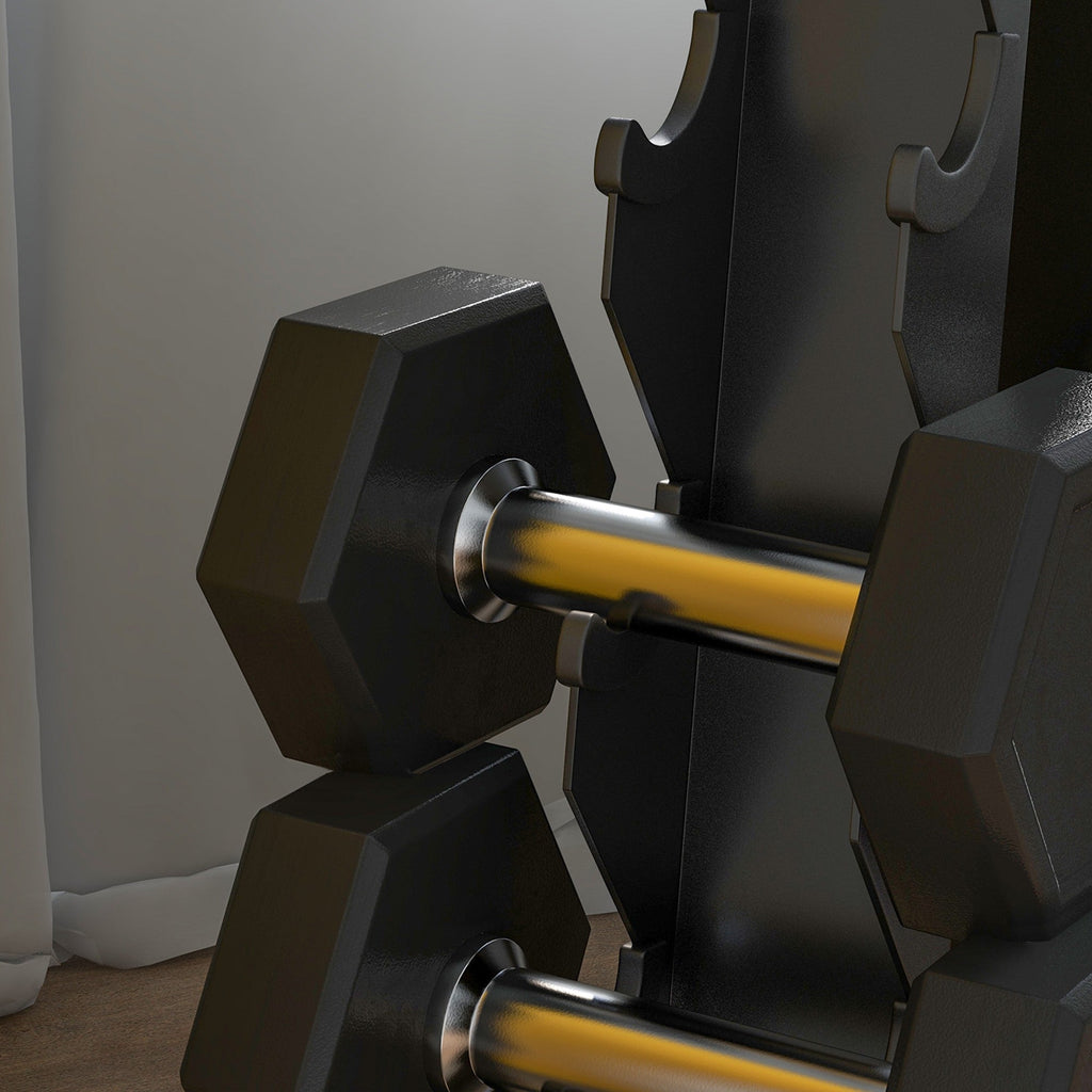 EASYCOMFORT 5-Tier Steel Dumbbell Rack with Plastic Inserts, 35x33x66 cm, Black