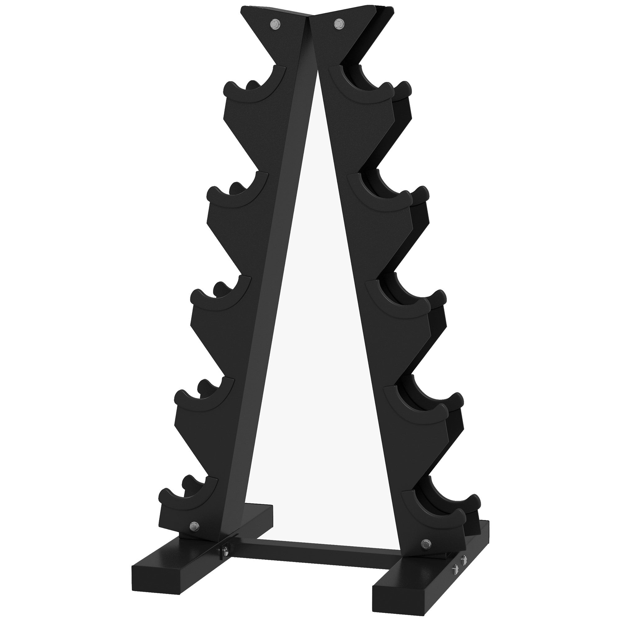 EASYCOMFORT 5-Tier Steel Dumbbell Rack with Plastic Inserts, 35x33x66 cm, Black