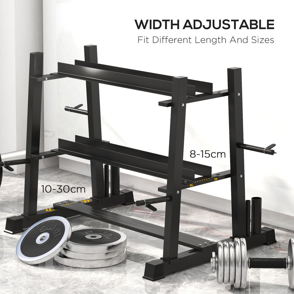 Easycomfort Rastrelliera per Manubri in Acciaio with 4 Aste Regolabili per Pesi e Kettlebell, 131x75x80 cm, black