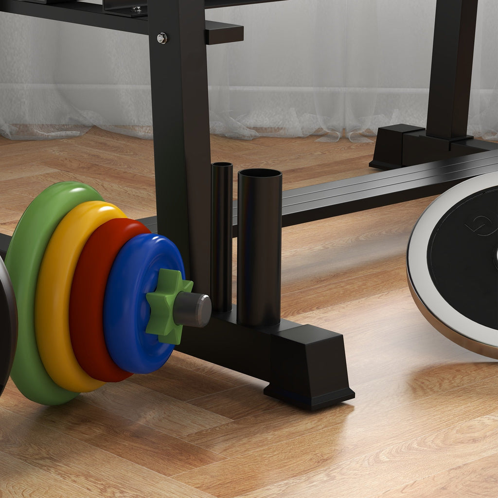 Easycomfort Rastrelliera per Manubri in Acciaio with 4 Aste Regolabili per Pesi e Kettlebell, 131x75x80 cm, black