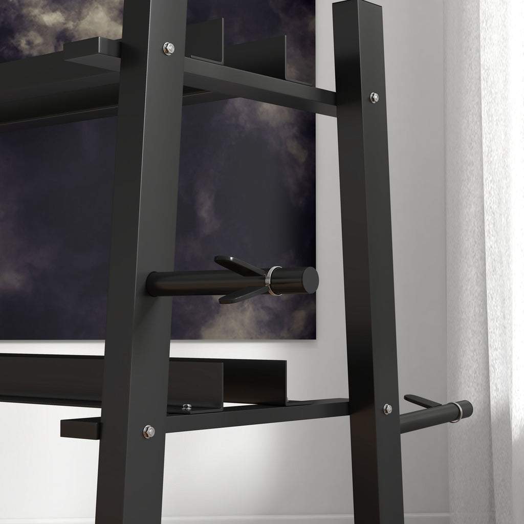 Easycomfort Rastrelliera per Manubri in Acciaio with 4 Aste Regolabili per Pesi e Kettlebell, 131x75x80 cm, black