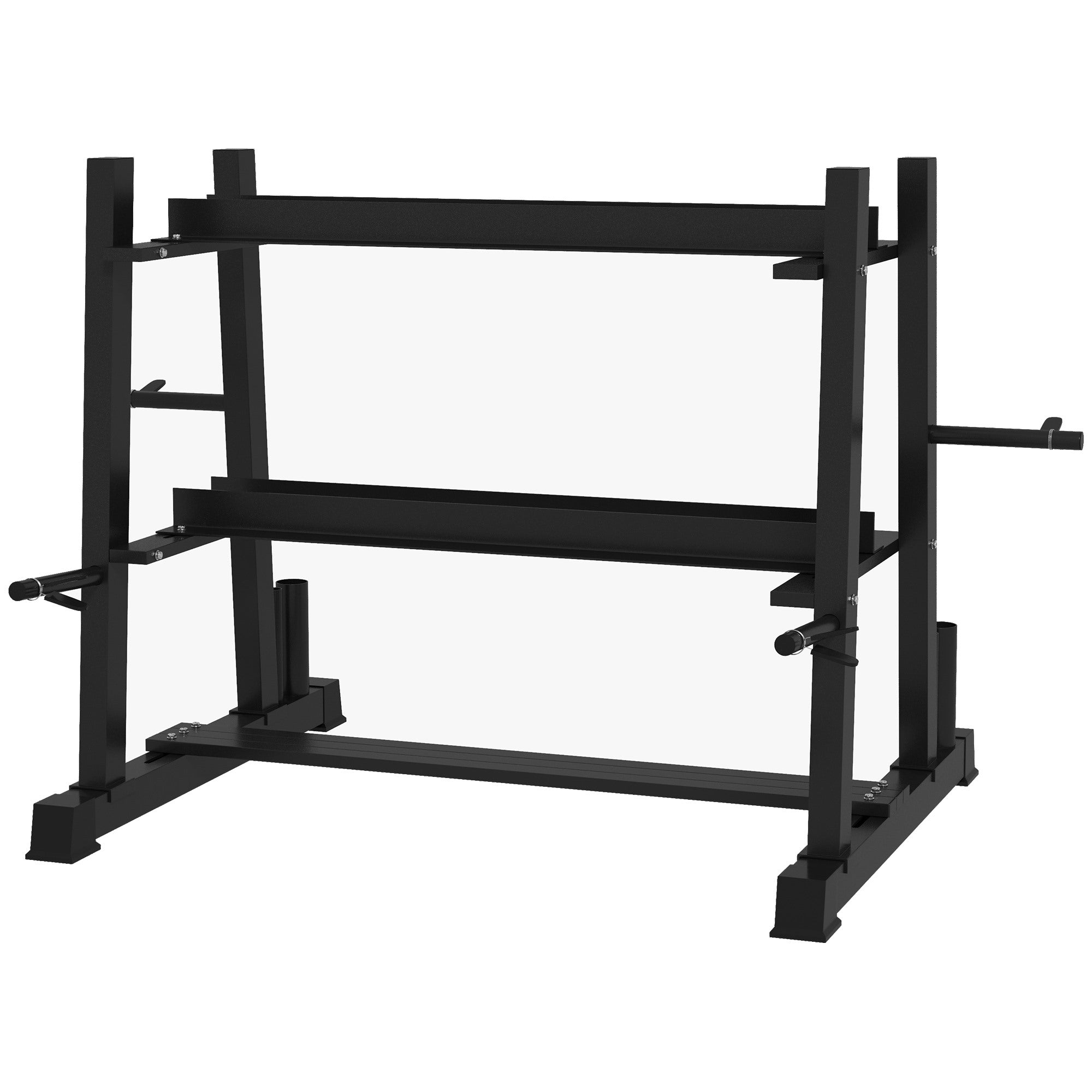 Easycomfort Rastrelliera per Manubri in Acciaio with 4 Aste Regolabili per Pesi e Kettlebell, 131x75x80 cm, black