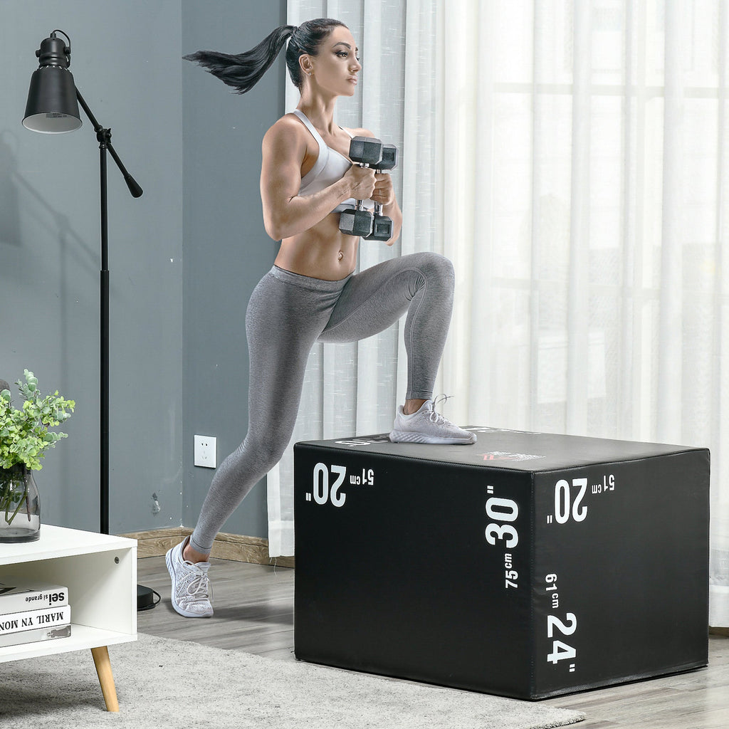 Easycomfort Plyo Box 3 in1 a 3 Altezze, Jumping Box Pliometrico Capacità 120kg, 75x51x61cm, black