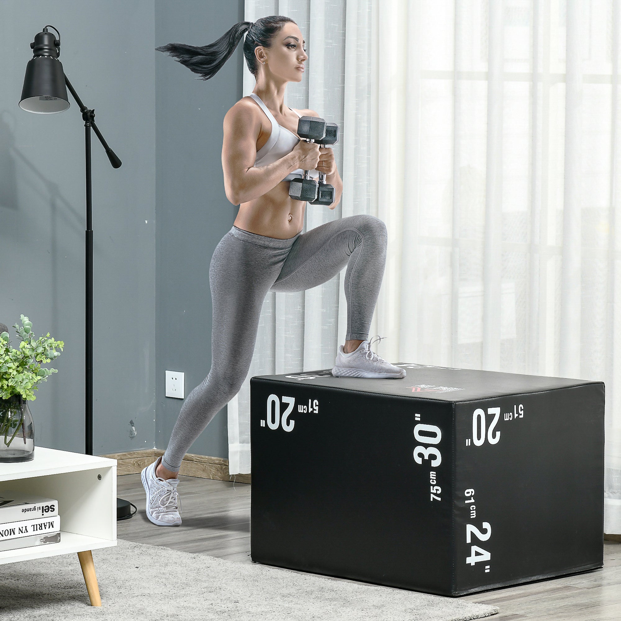 Easycomfort Plyo Box 3 in1 a 3 Altezze, Jumping Box Pliometrico Capacità 120kg, 75x51x61cm, black