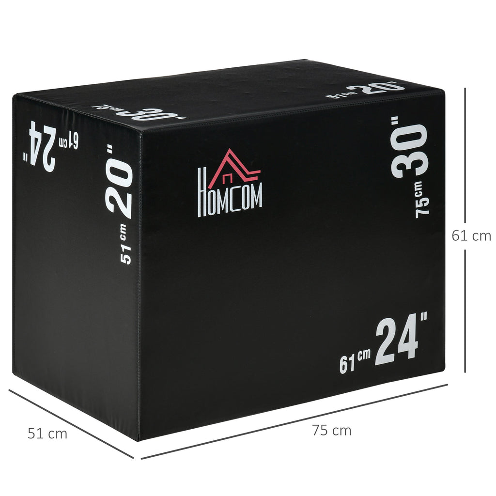 Easycomfort Plyo Box 3 in1 a 3 Altezze, Jumping Box Pliometrico Capacità 120kg, 75x51x61cm, black