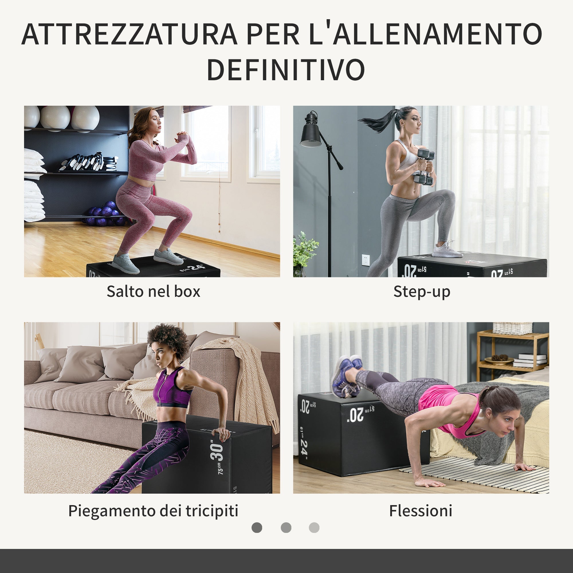 Easycomfort Plyo Box 3 in1 a 3 Altezze, Jumping Box Pliometrico Capacità 120kg, 75x51x61cm, black