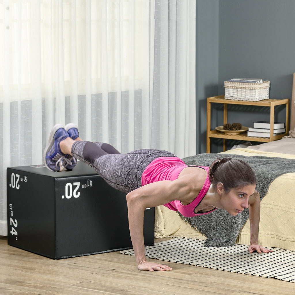 Easycomfort Plyo Box 3 in1 a 3 Altezze, Jumping Box Pliometrico Capacità 120kg, 75x51x61cm, black