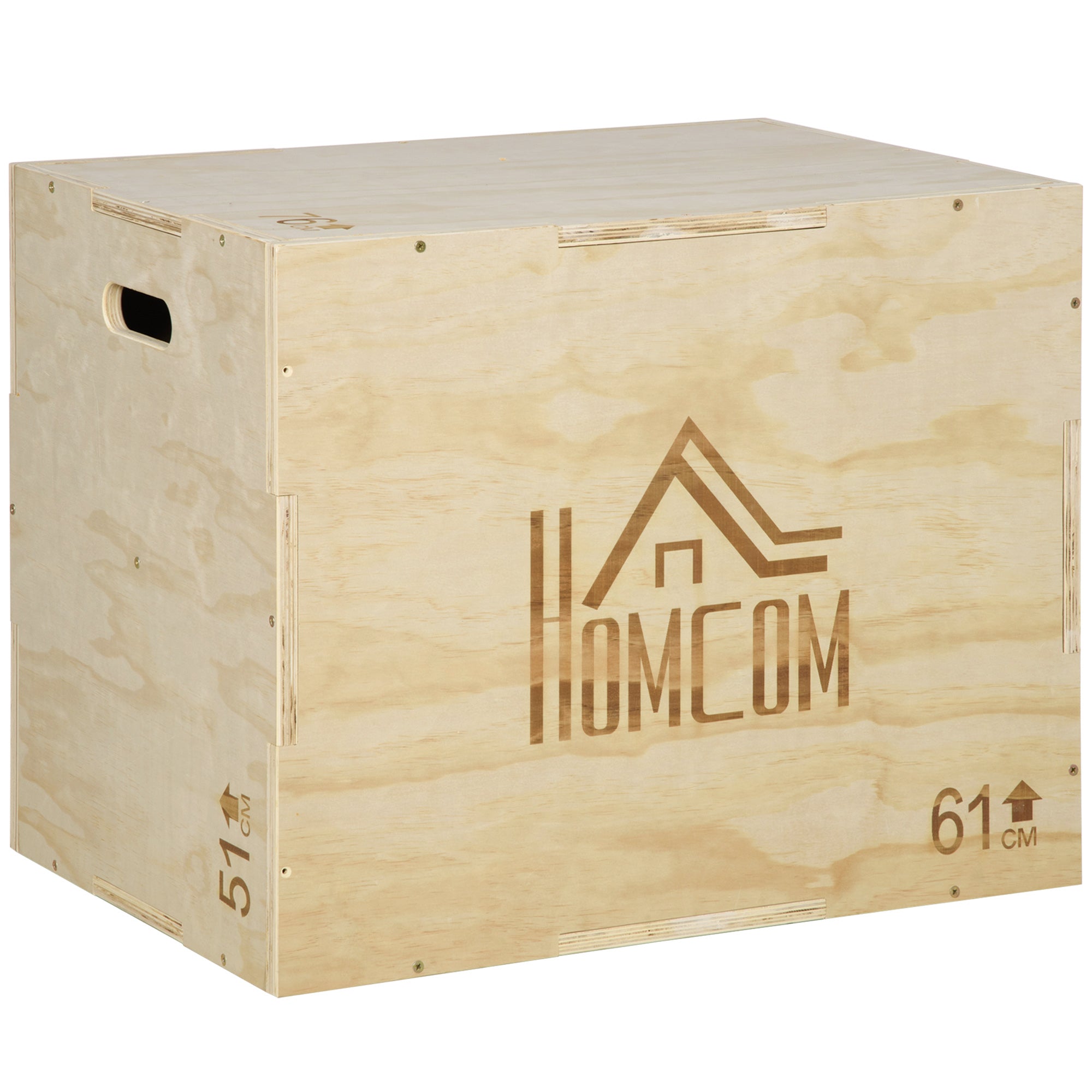 Easycomfort Plyo Box in Legno a 3 Altezze, Jumping Box Pliometrico Capacità 120kg, 61x51x76cm