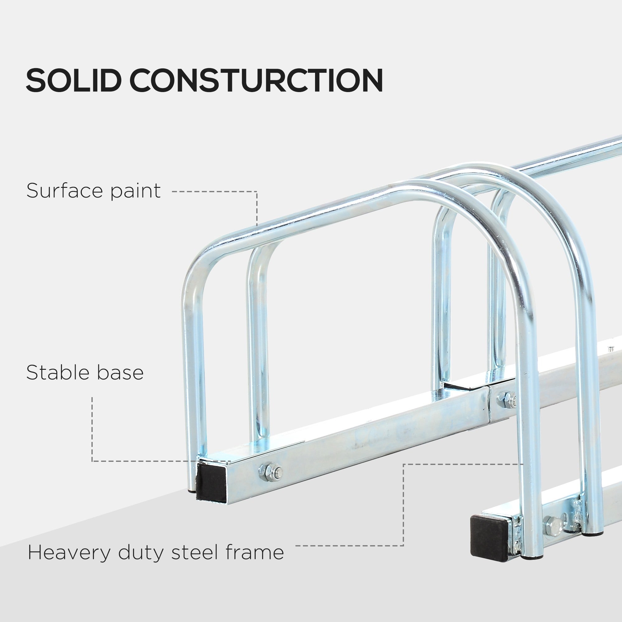 Easycomfort – Rastrelliera Portabiciclette Parcheggio per 3 Biciclette Tubi d'acciaio 70.5 × 33 × 27cm Argento