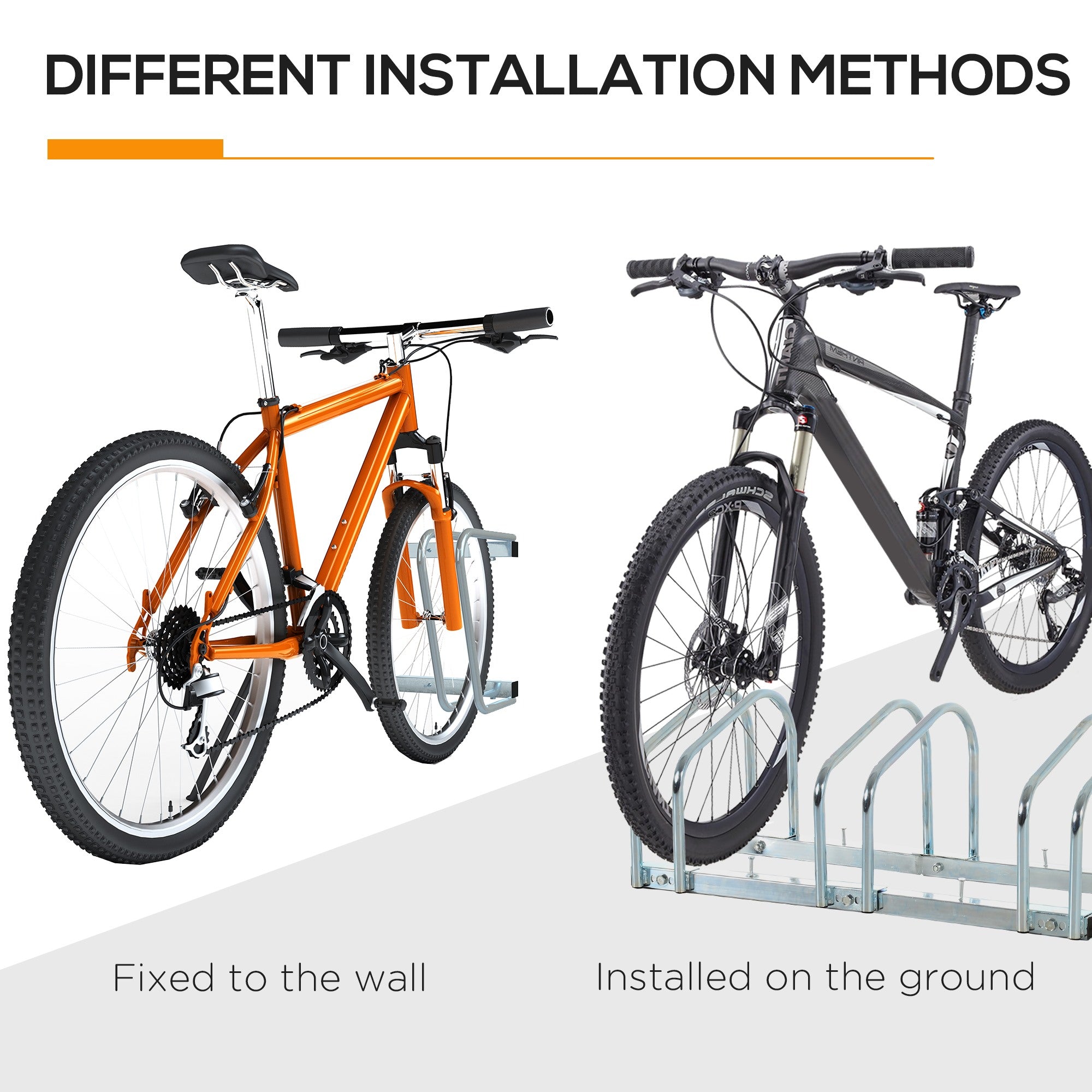 Easycomfort – Rastrelliera Portabiciclette Parcheggio per 3 Biciclette Tubi d'acciaio 70.5 × 33 × 27cm Argento