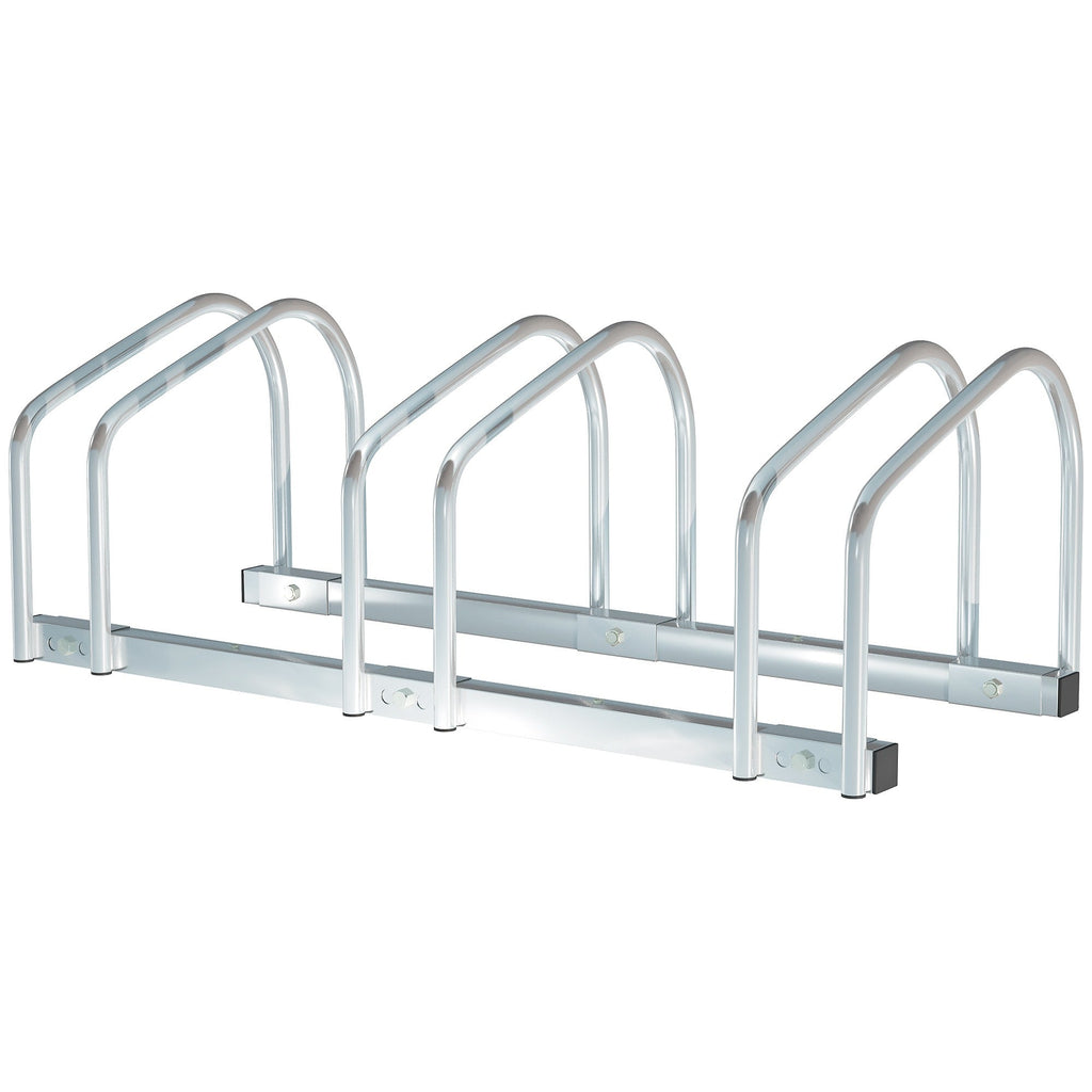 Easycomfort – Rastrelliera Portabiciclette Parcheggio per 3 Biciclette Tubi d'acciaio 70.5 × 33 × 27cm Argento