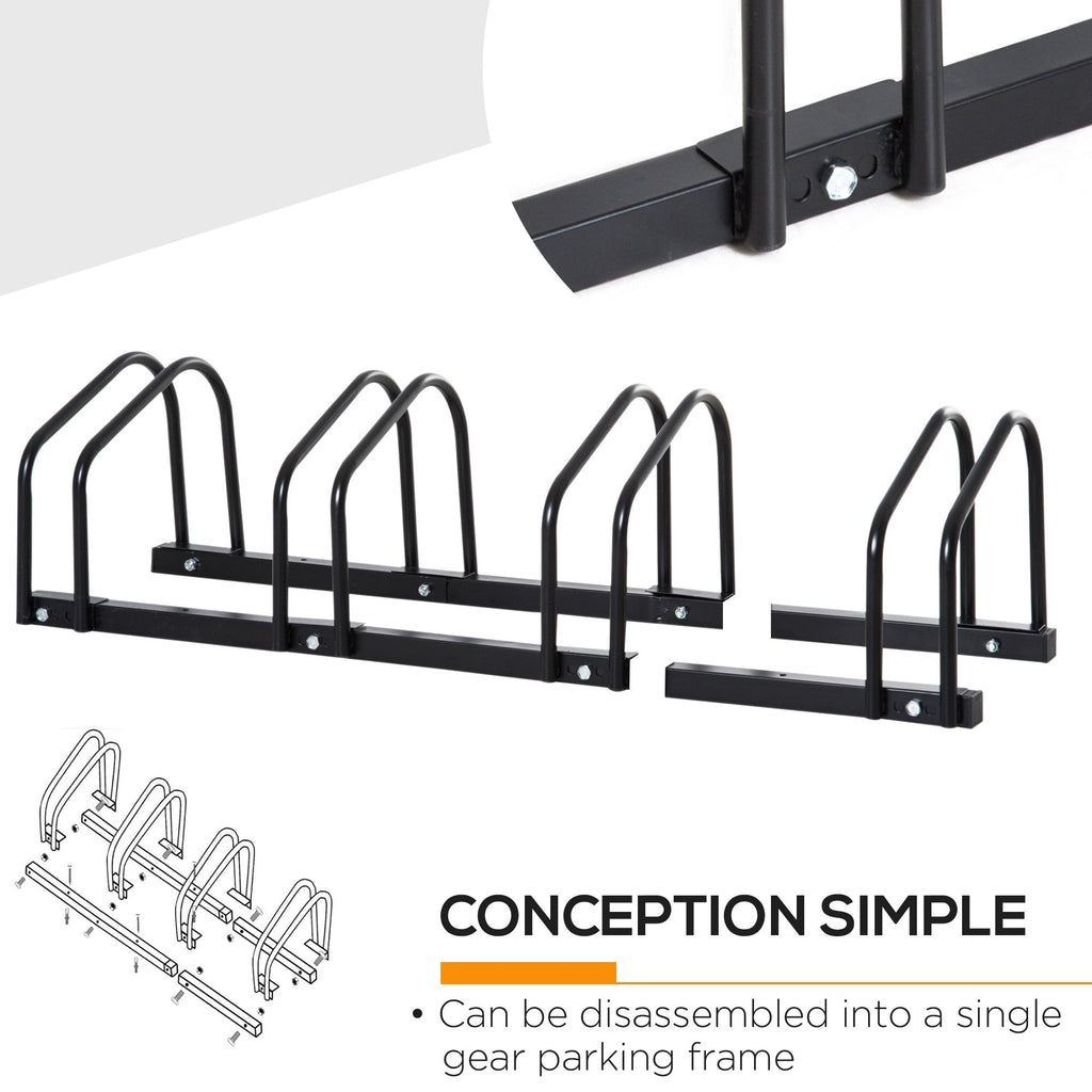 Easycomfort Rastrelliera Portabiciclette Parcheggio per 4 Biciclette in Acciaio, 110x33x27 cm, black