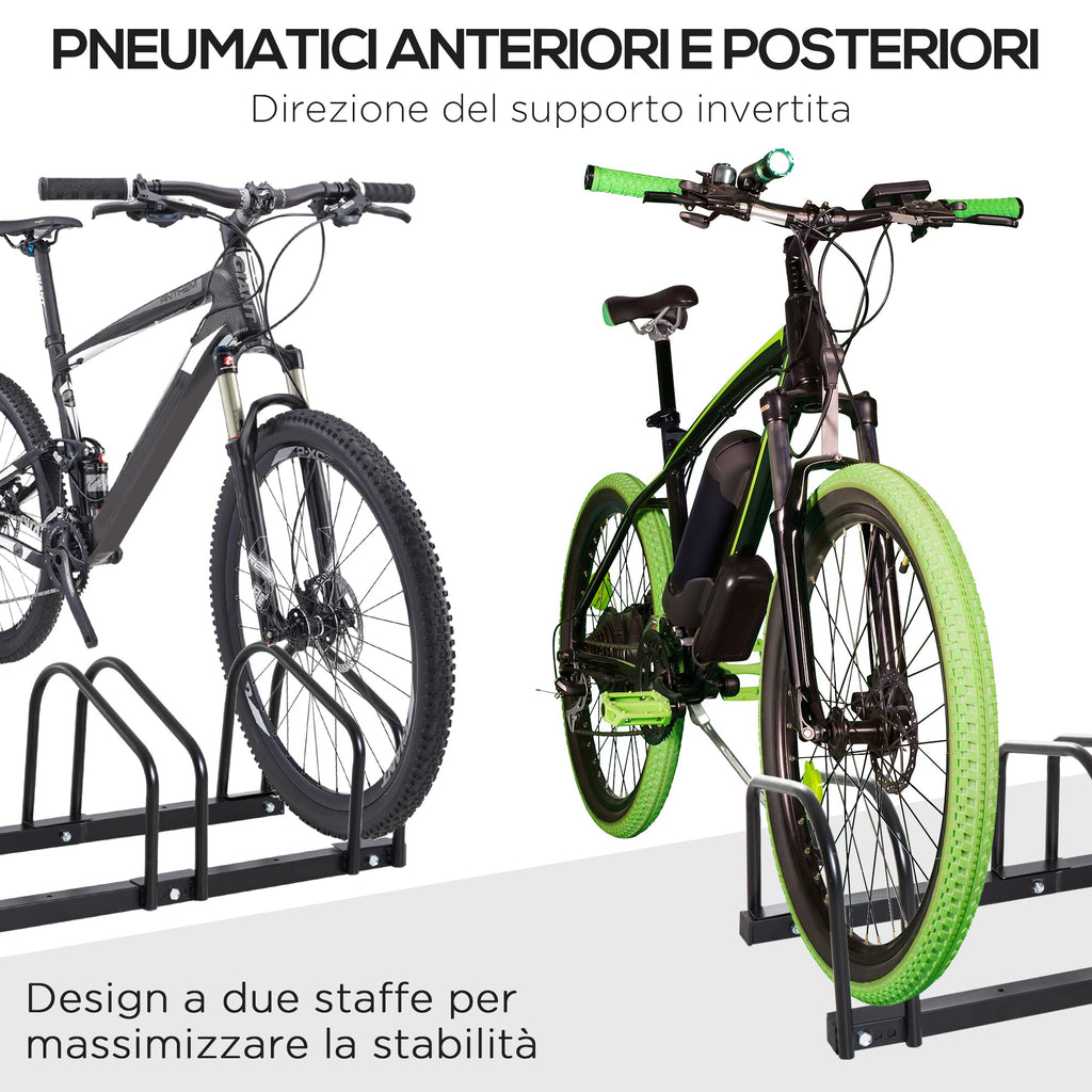 Easycomfort Rastrelliera Portabiciclette Parcheggio per 4 Biciclette in Acciaio, 110x33x27 cm, black