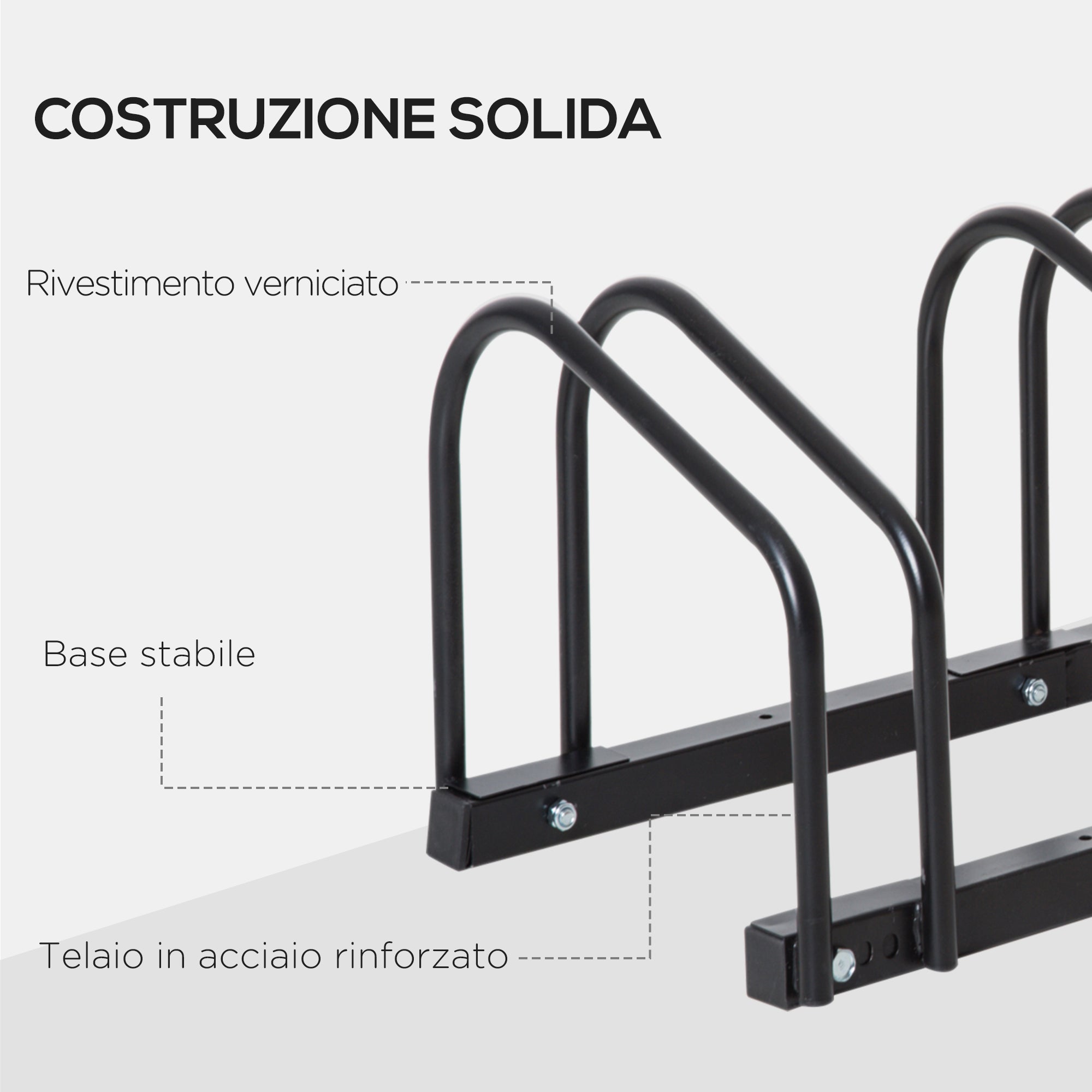 Easycomfort Rastrelliera Portabiciclette Parcheggio per 4 Biciclette in Acciaio, 110x33x27 cm, black