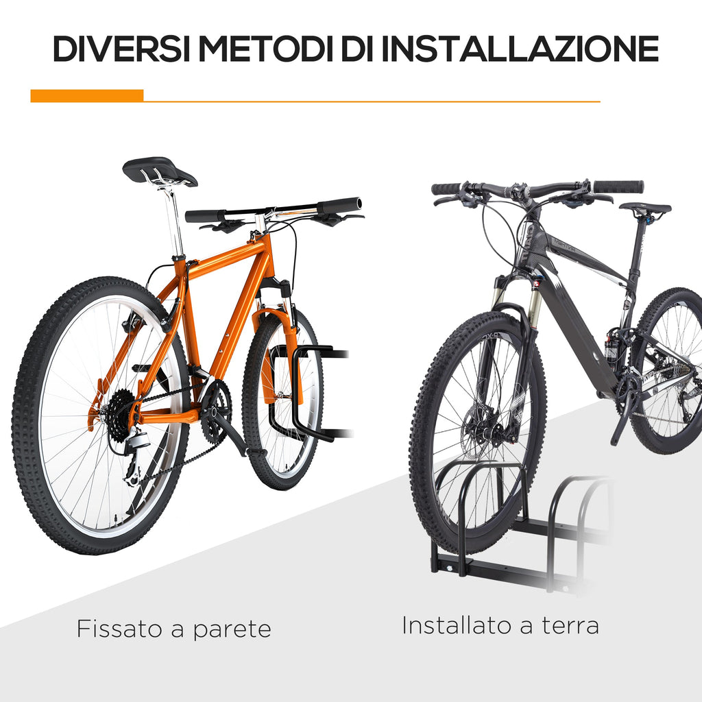 Easycomfort Rastrelliera Portabiciclette Parcheggio per 4 Biciclette in Acciaio, 110x33x27 cm, black