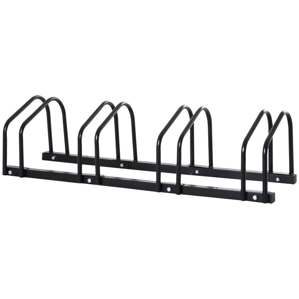 Easycomfort Rastrelliera Portabiciclette Parcheggio per 4 Biciclette in Acciaio, 110x33x27 cm, black