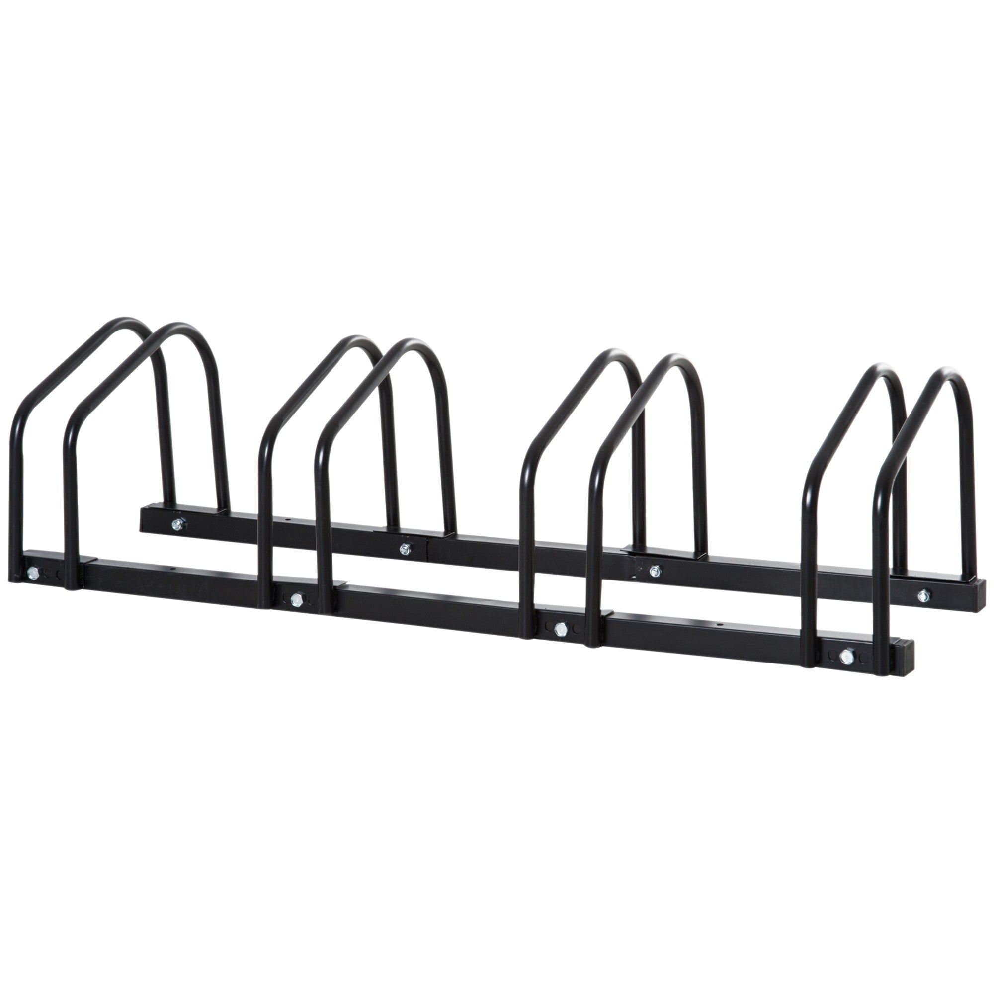 Easycomfort Rastrelliera Portabiciclette Parcheggio per 4 Biciclette in Acciaio, 110x33x27 cm, black